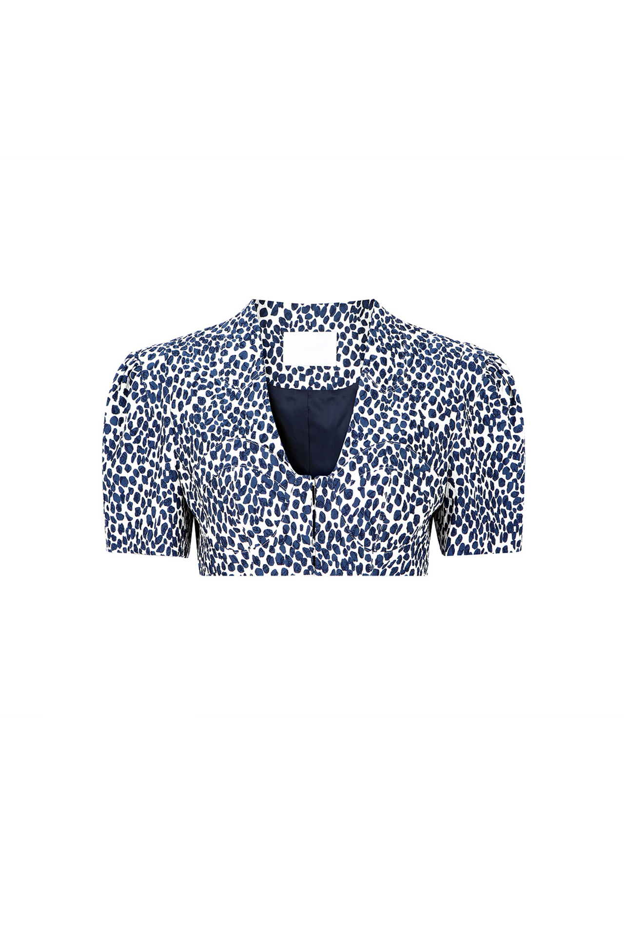 Blue Leopard Bustier Crop Jacket -Short Sleeved (21SJK008BL)