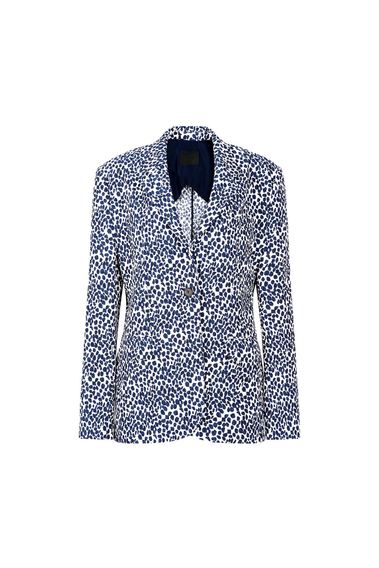 Blue Leopard Printed Single button Jacket (21SJK010BL)