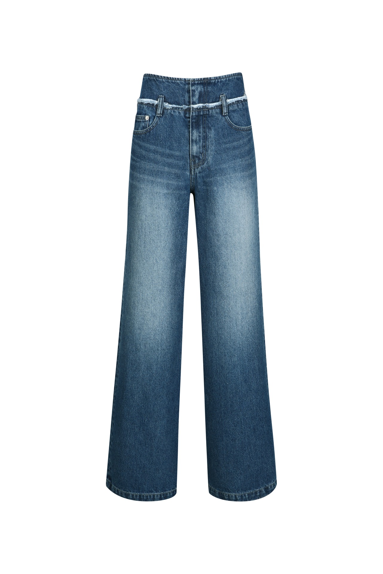 HIGH-WAIST LAYERED JEANS BLUE (F24DB7081BL)