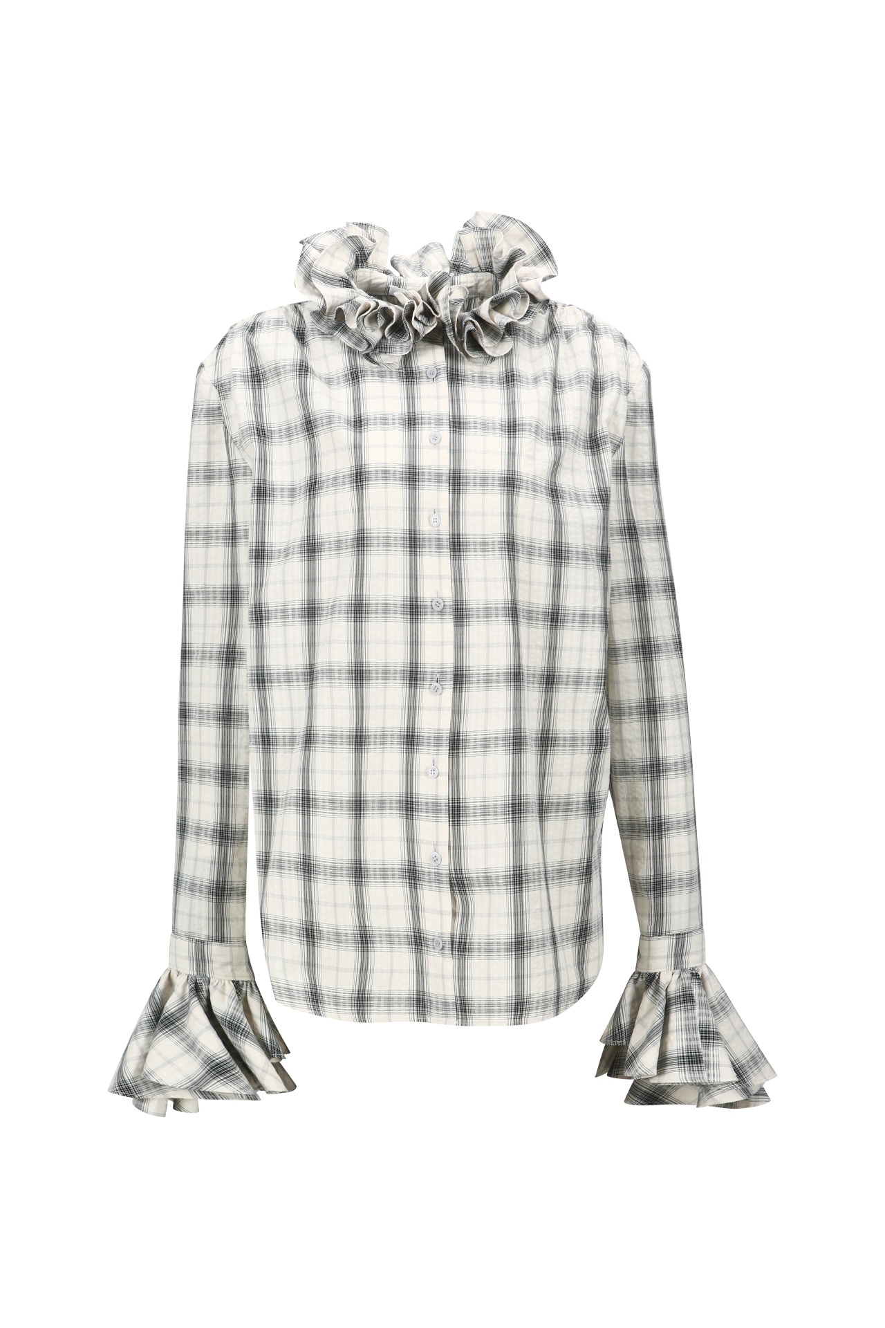 FRILL NECK BLOUSE GREY (F25BL4113GY)