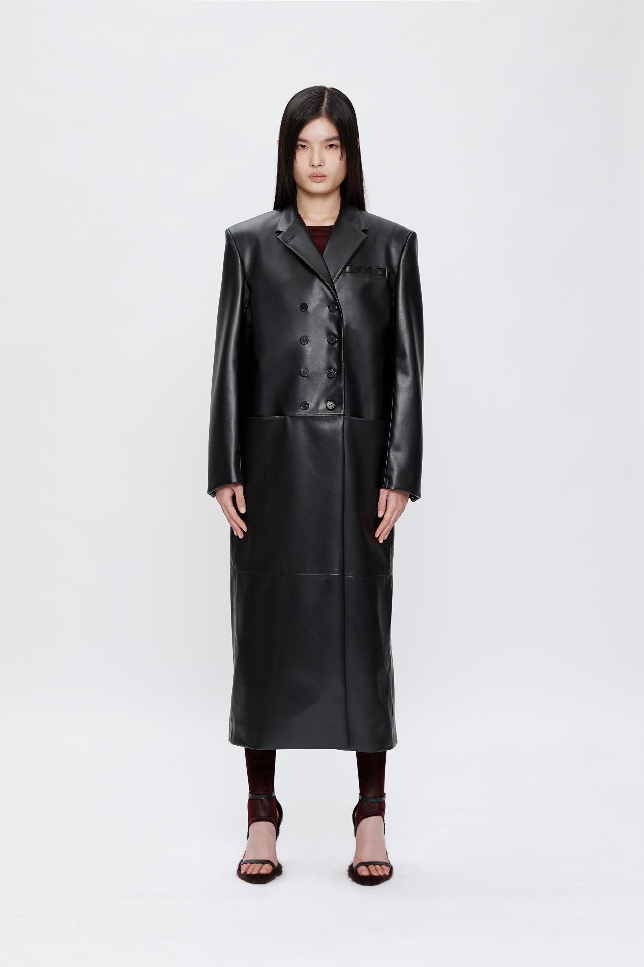 FAUX LEATHER COAT BLACK (F25CT2053BK)
