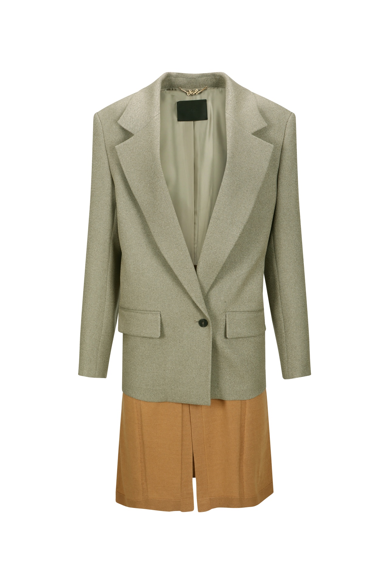 LAYERD KNIT SKIRT JACKET BROWN (F25JK1081BR)
