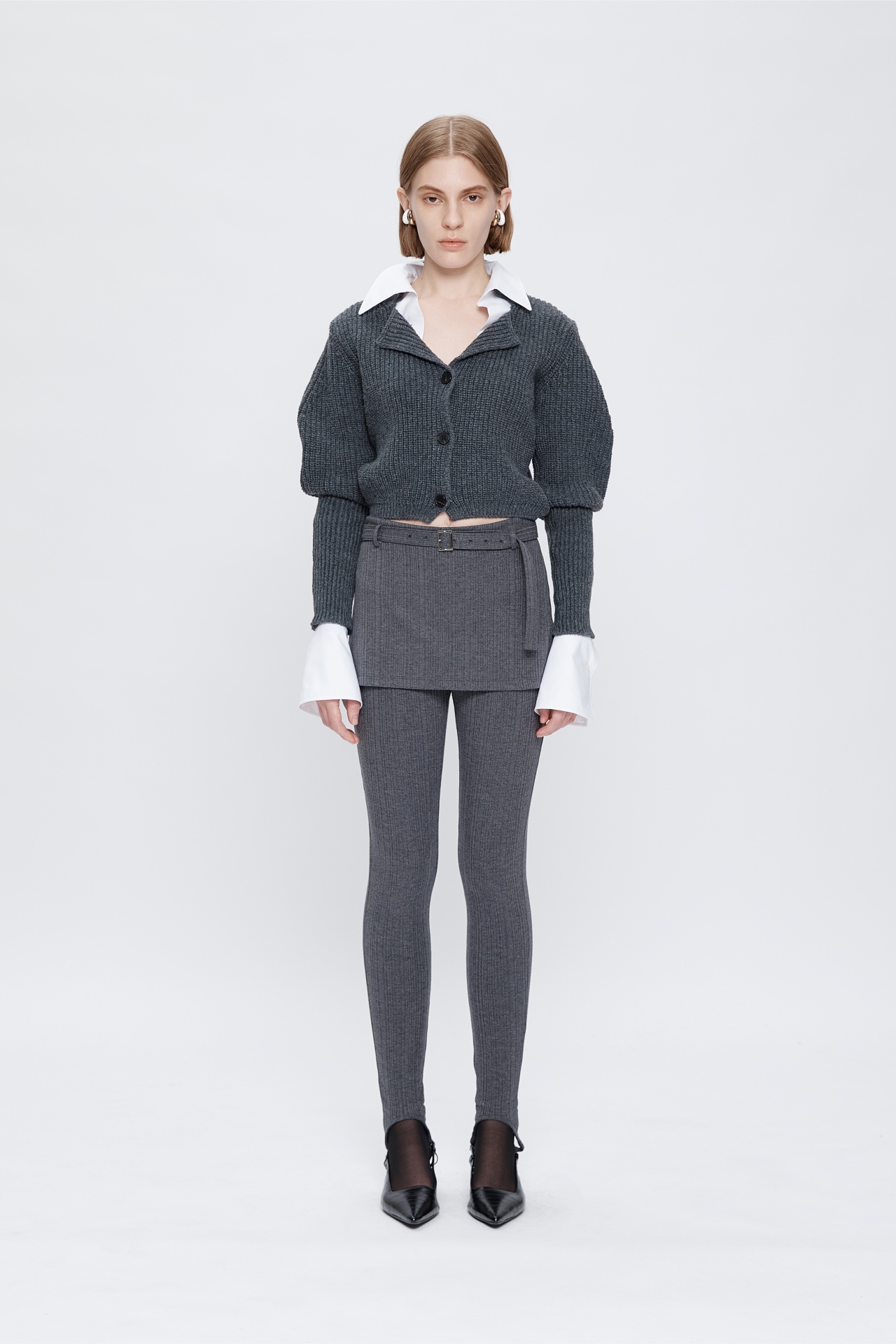 SKIRT LAYERED LEGGINGS CHARCOAL GREY (F25PT5241CG)
