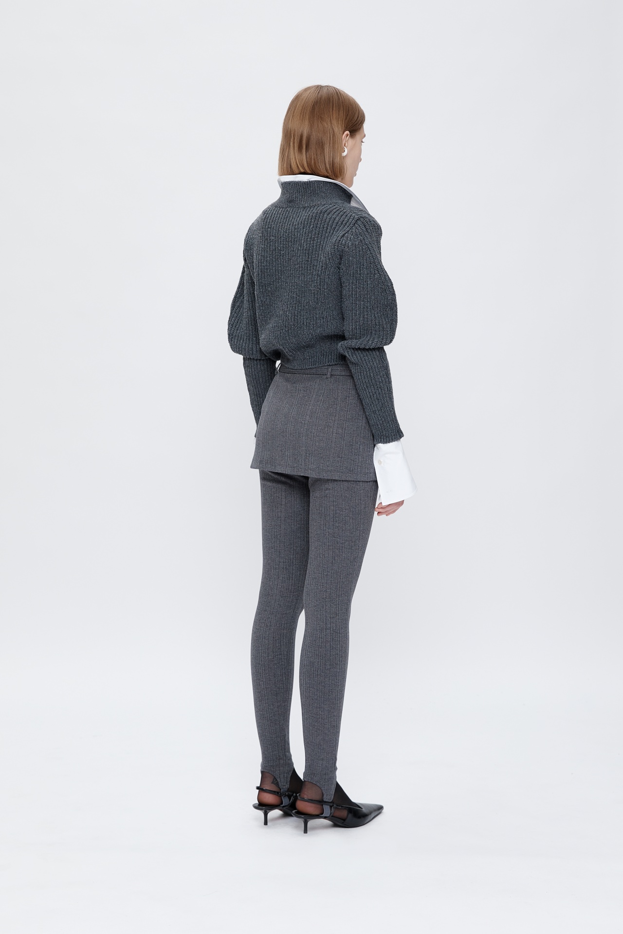 SKIRT LAYERED LEGGINGS CHARCOAL GREY (F25PT5241CG)
