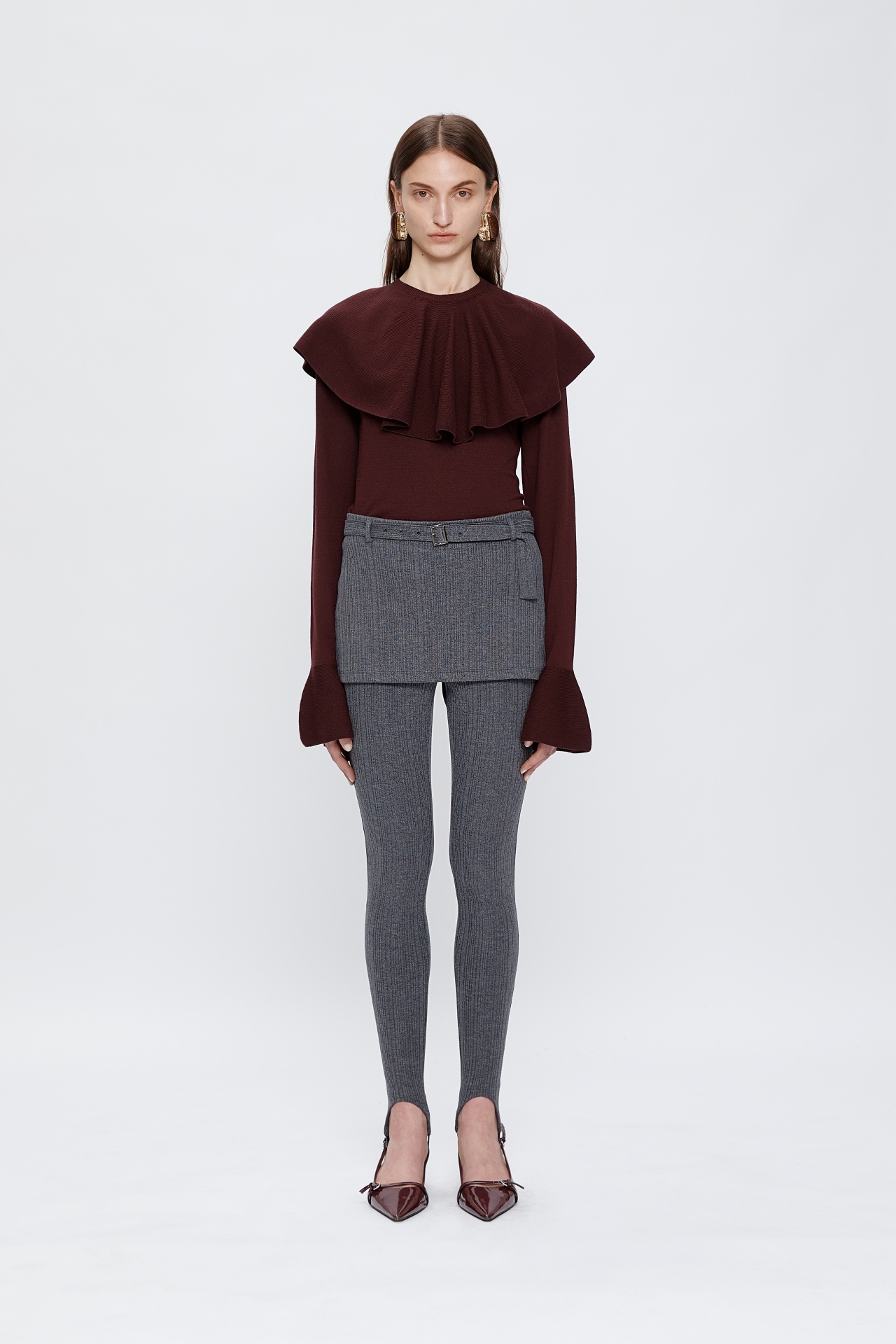 SKIRT LAYERED LEGGINGS CHARCOAL GREY (F25PT5241CG)