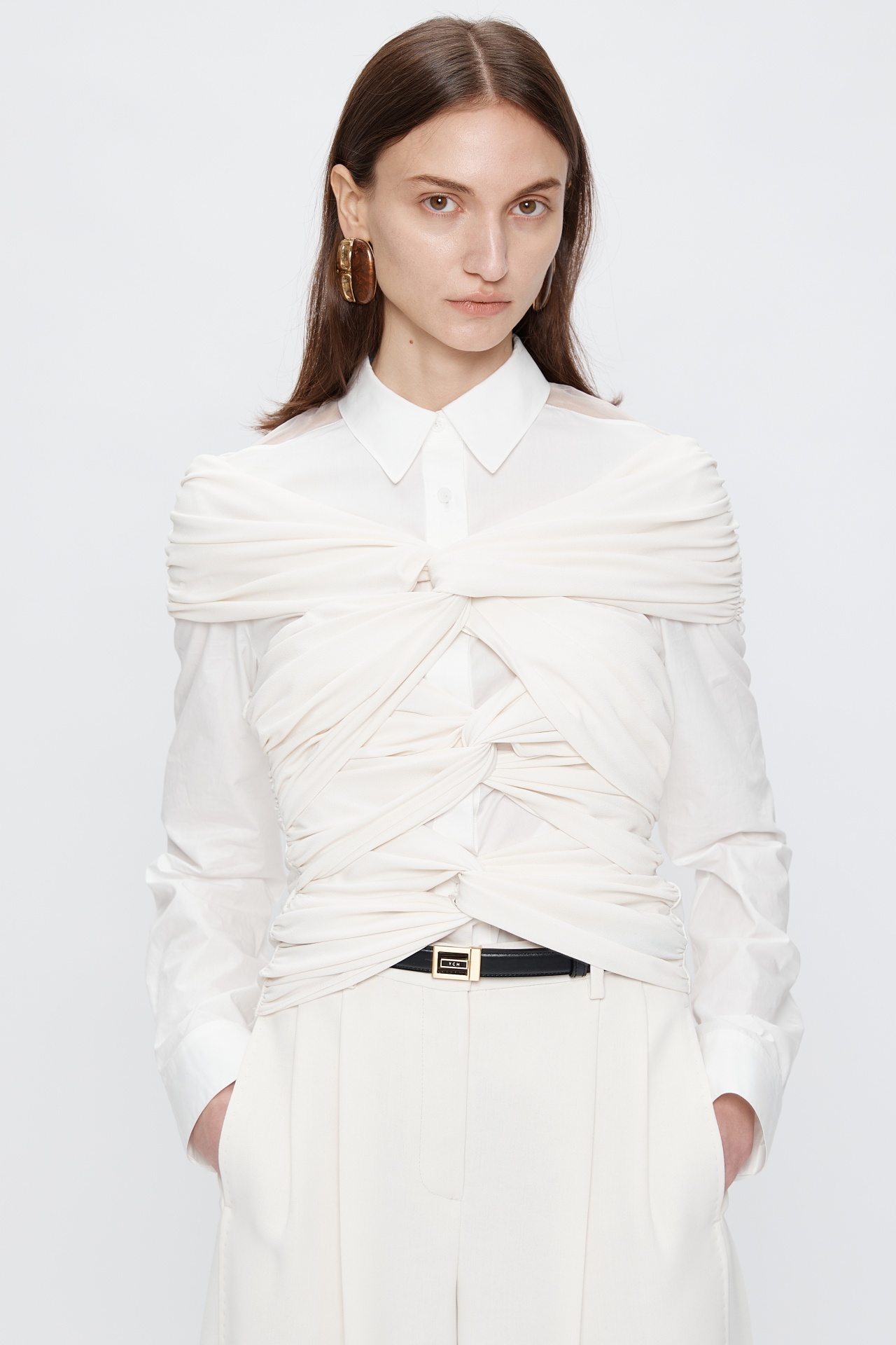 SHIRRING TANK TOP IVORY (F25TO10091IV)