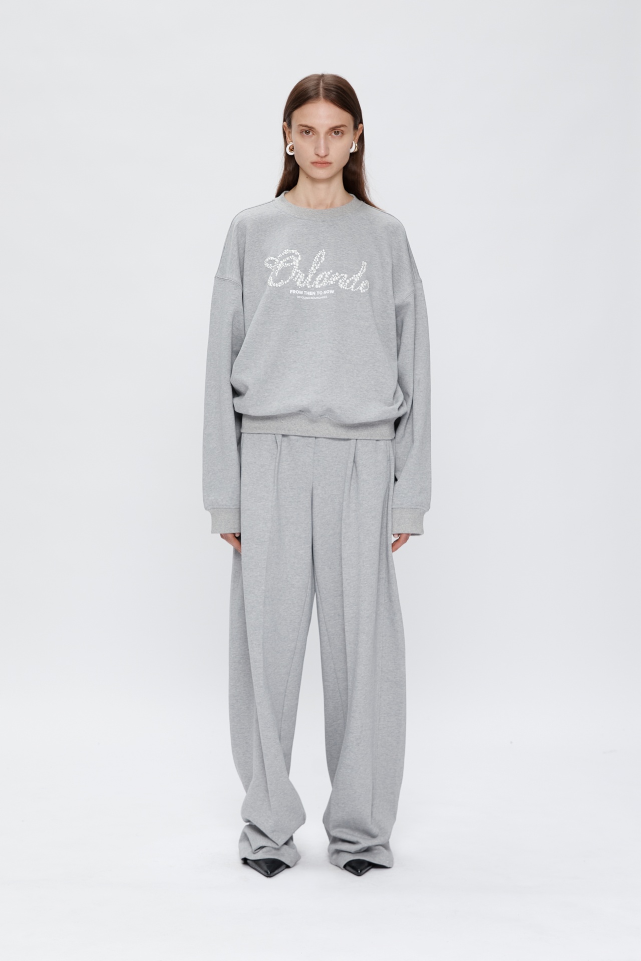 PEARL DETAIL SWEAT SHIRTS GREY (F25TS11351GY)