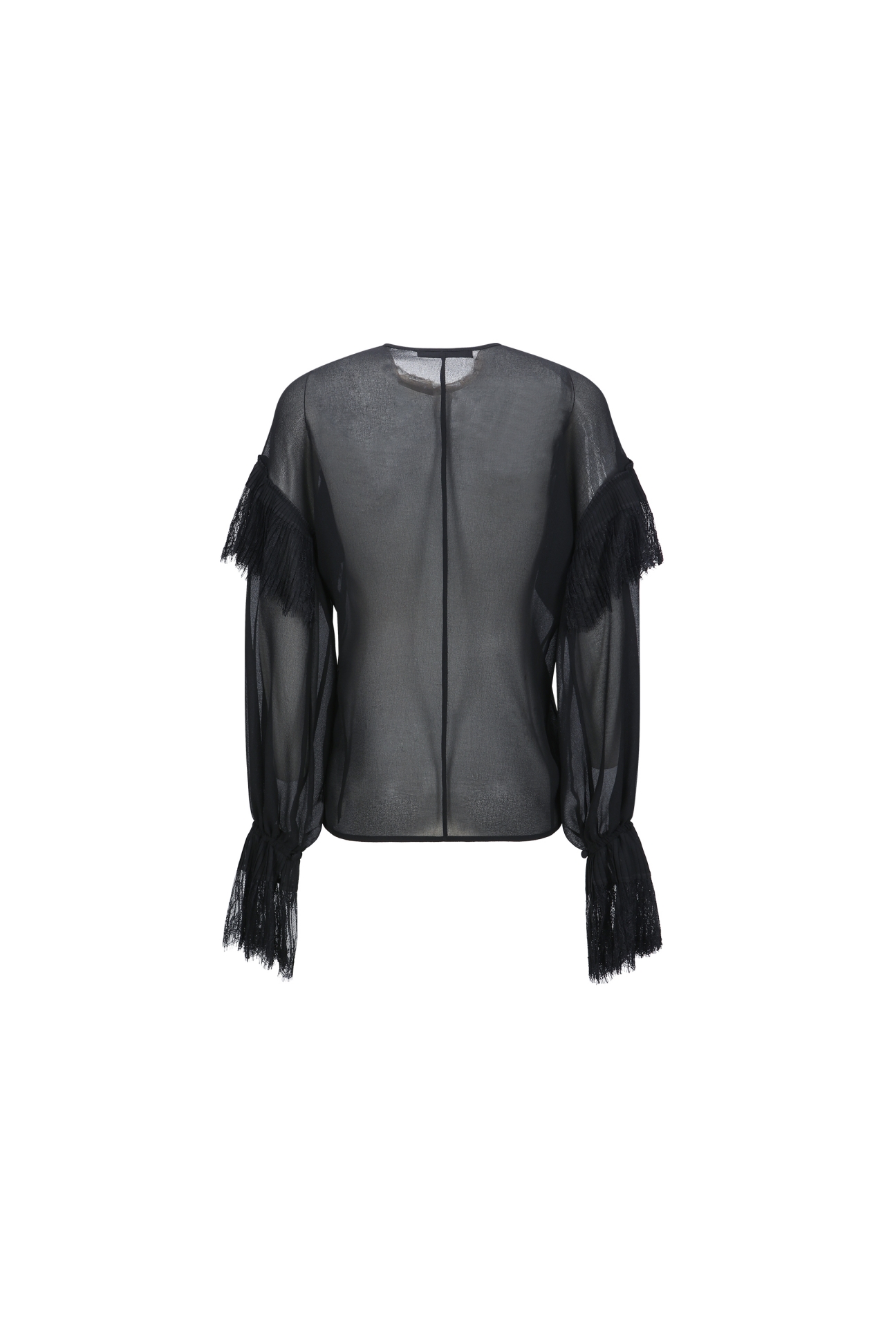 LACE RUFFLE BLOUSE (F26BL4031BK)