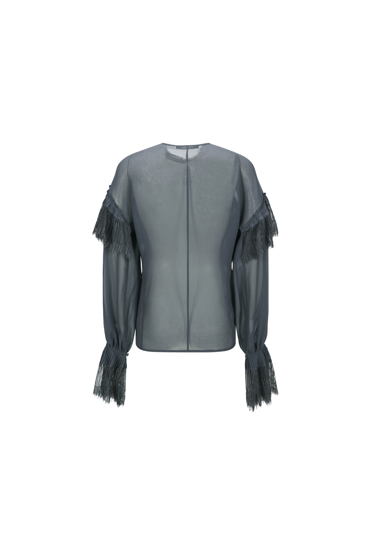 LACE RUFFLE BLOUSE (F26BL4031GY)