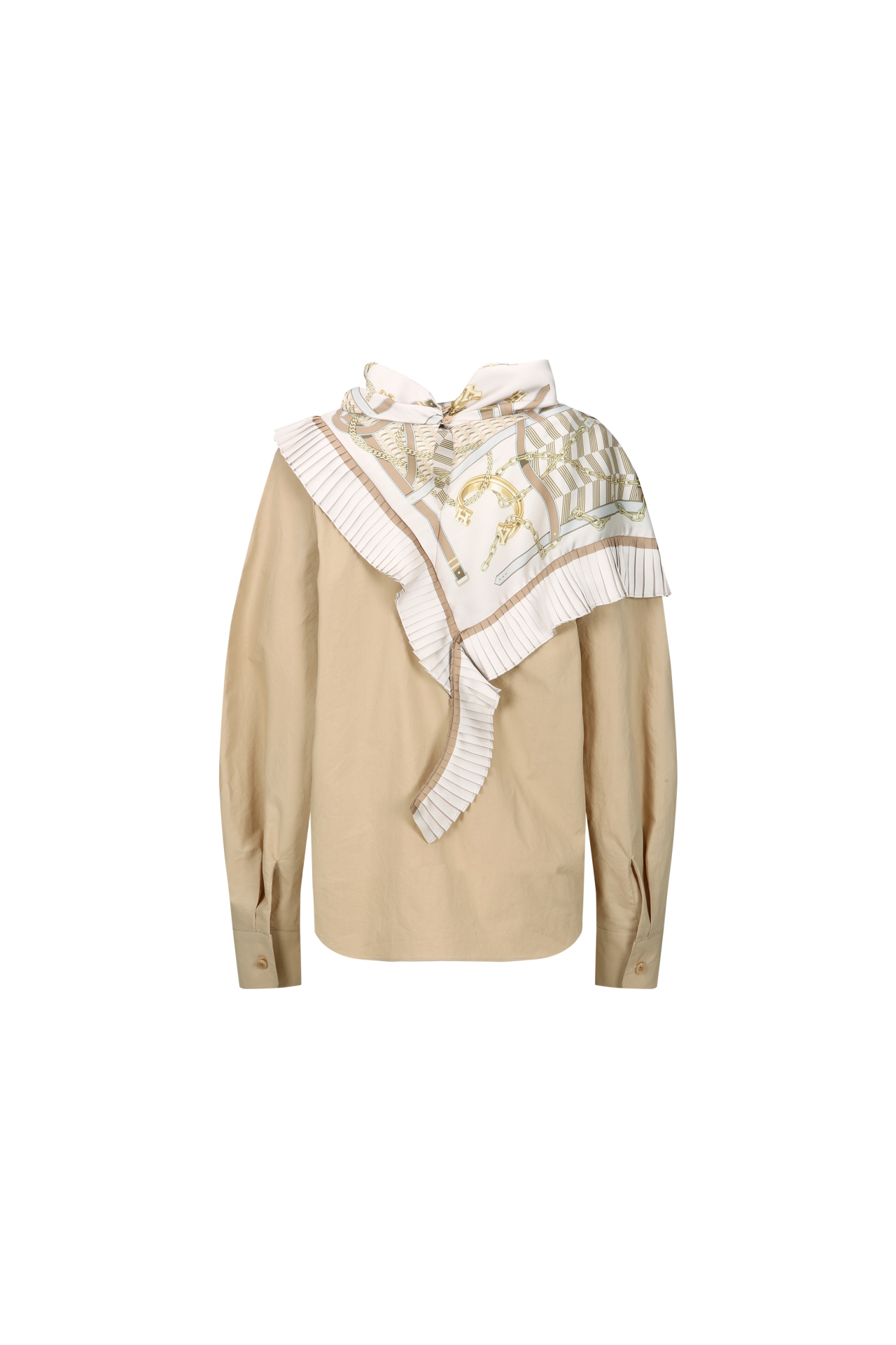 ASYMMETRIC SCARF-DETAIL SHIRT (F26BL4051BE)