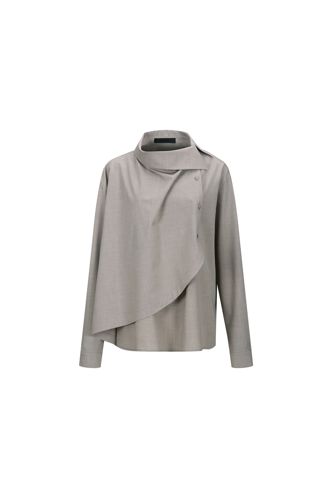 ASYMMETRICAL COLLAR DETAIL SHIRT (F26BL4062GY)