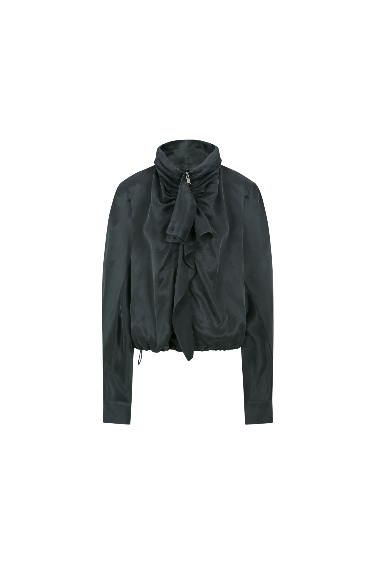 ZIP-FRONT NECK SCARF BLOUSE (F26BL4091CG)