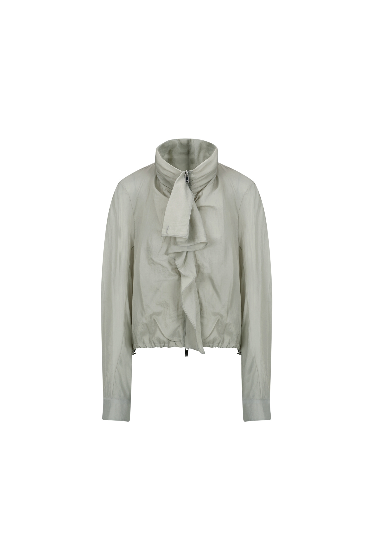 ZIP-FRONT NECK SCARF BLOUSE (F26BL4092GY)