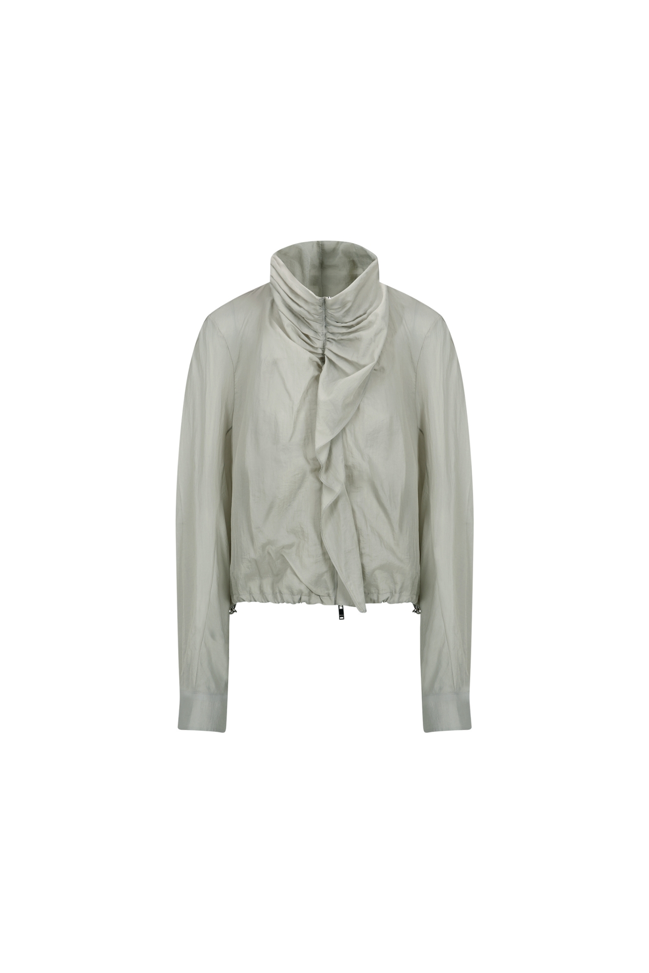 ZIP-FRONT NECK SCARF BLOUSE (F26BL4092GY)