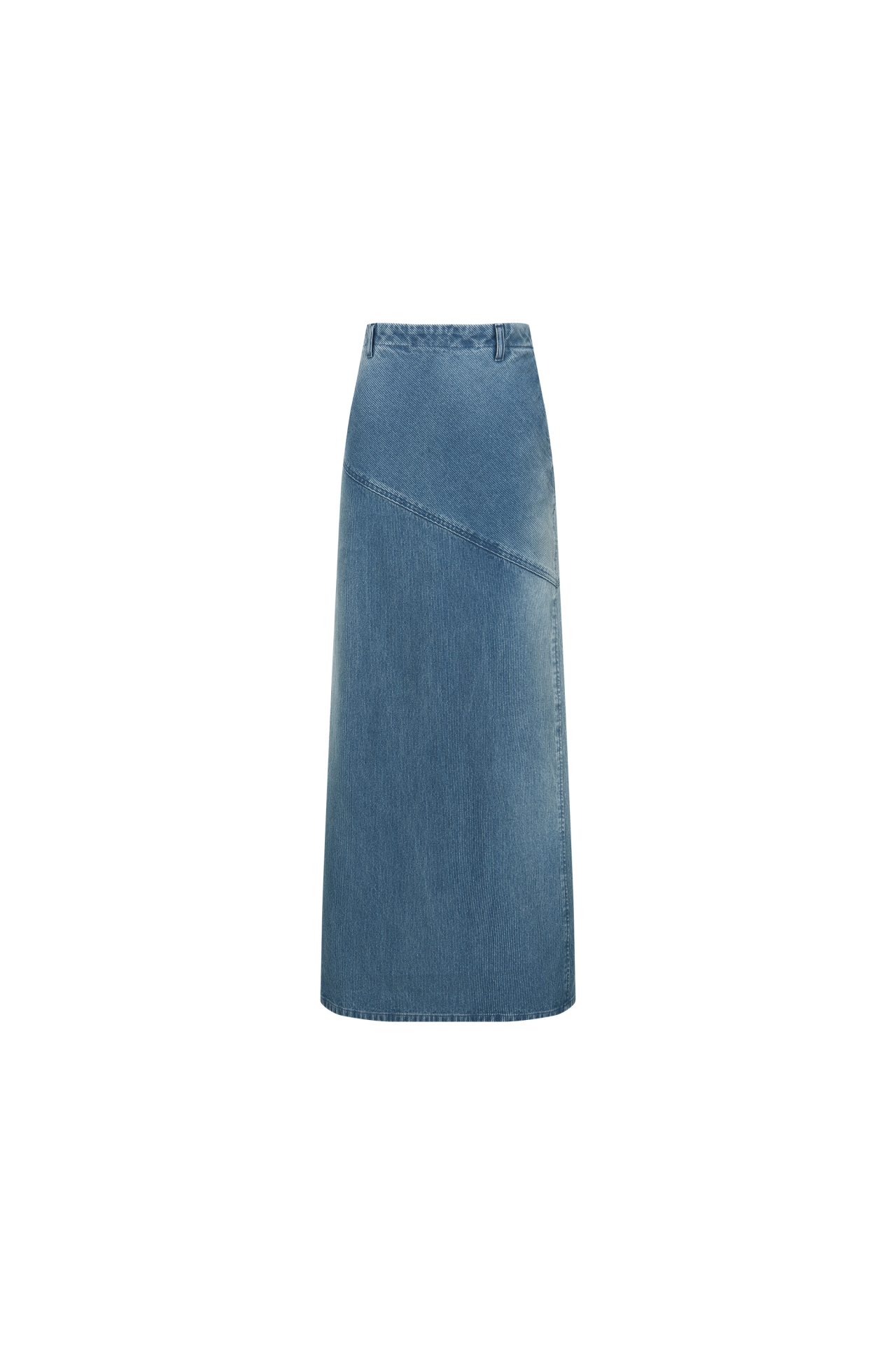 ASYMMETRIC PANEL DENIM MAXI SKIRT (F26DB8101BL)