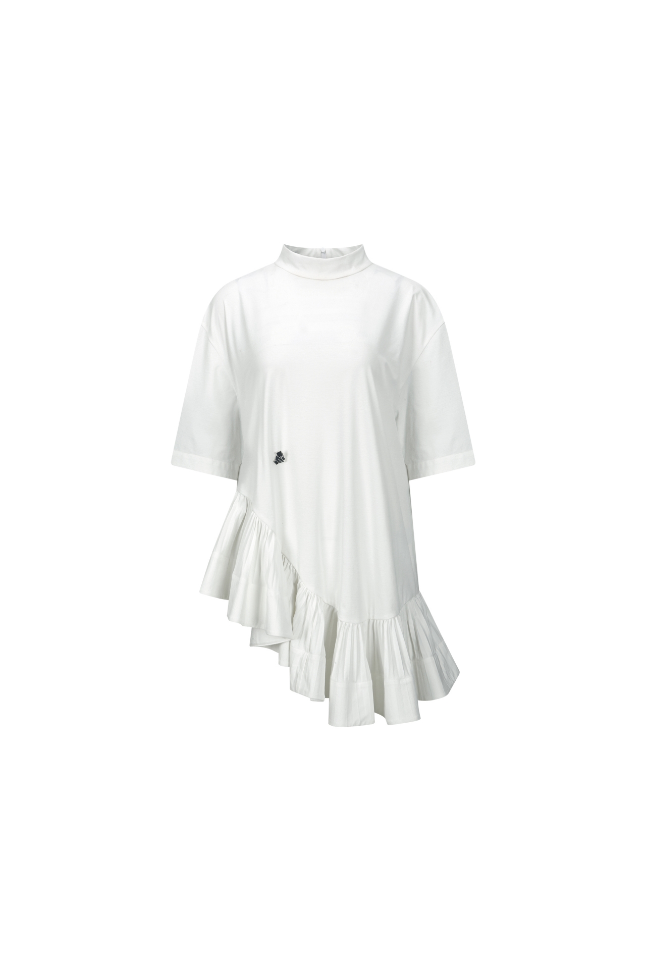 ASYMMETRIC RUFFLE DRESS (F26DJ7031WH)