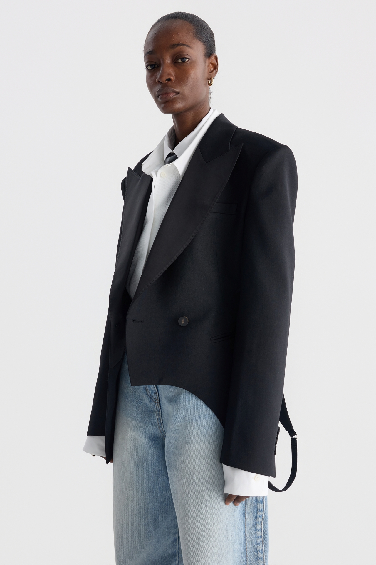 WOOL-BLEND ASYMMETRIC JACKET (F26JK2021BK)
