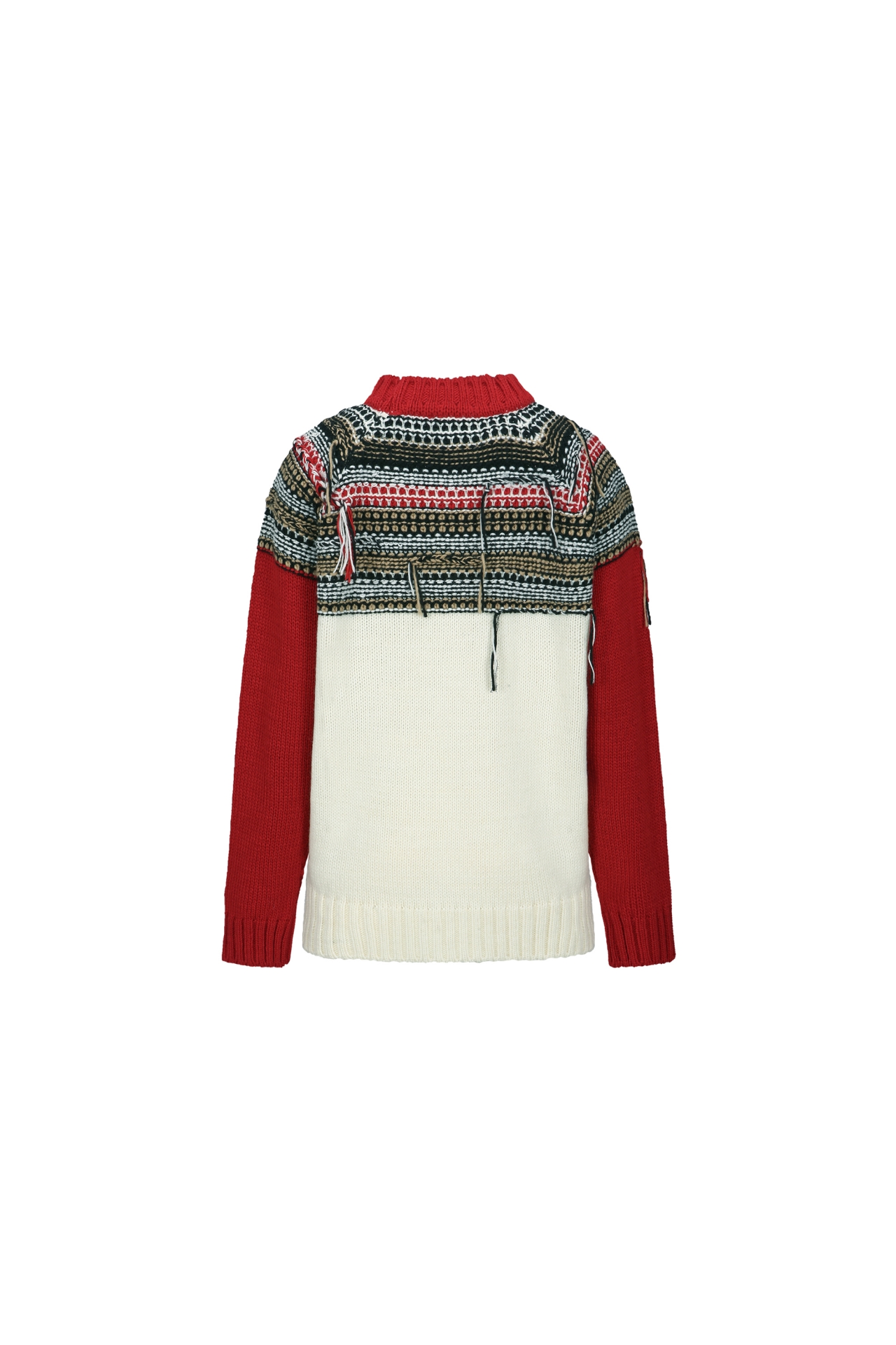 FRINGED FAIR ISLE PANELED SWEATER (F26KT9021RD)
