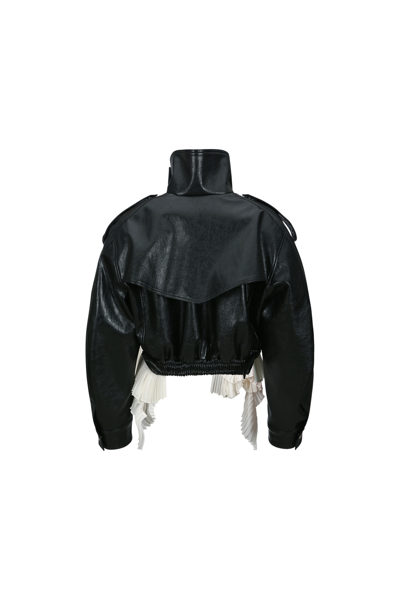 DETACHABLE PLEATED-HEM CROPPED JACKET (F26OT0031BK)