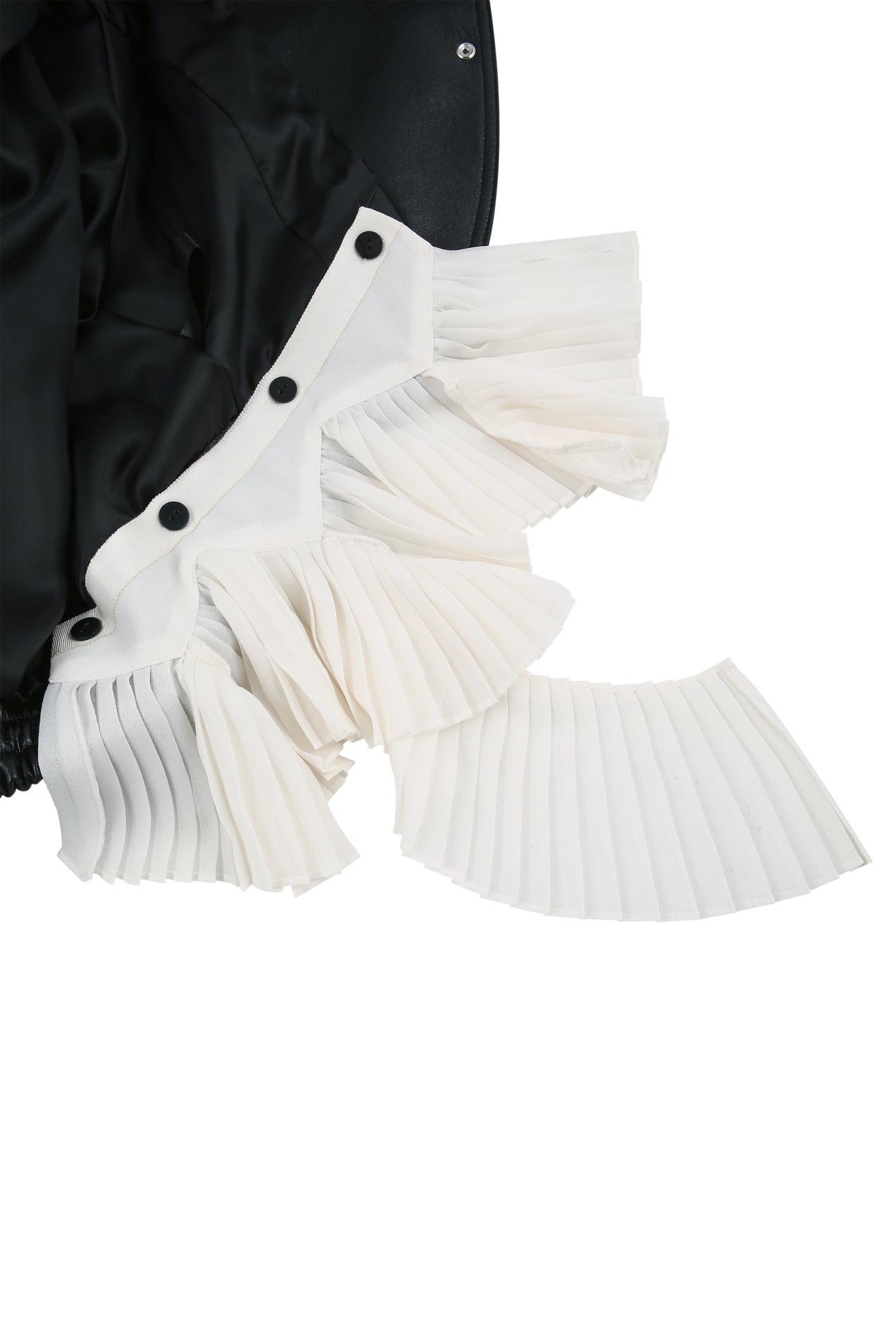 DETACHABLE PLEATED-HEM CROPPED JACKET (F26OT0031BK)