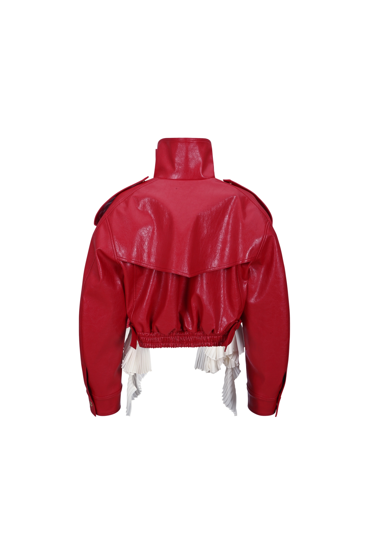 DETACHABLE PLEATED-HEM CROPPED JACKET (F26OT0031RD)