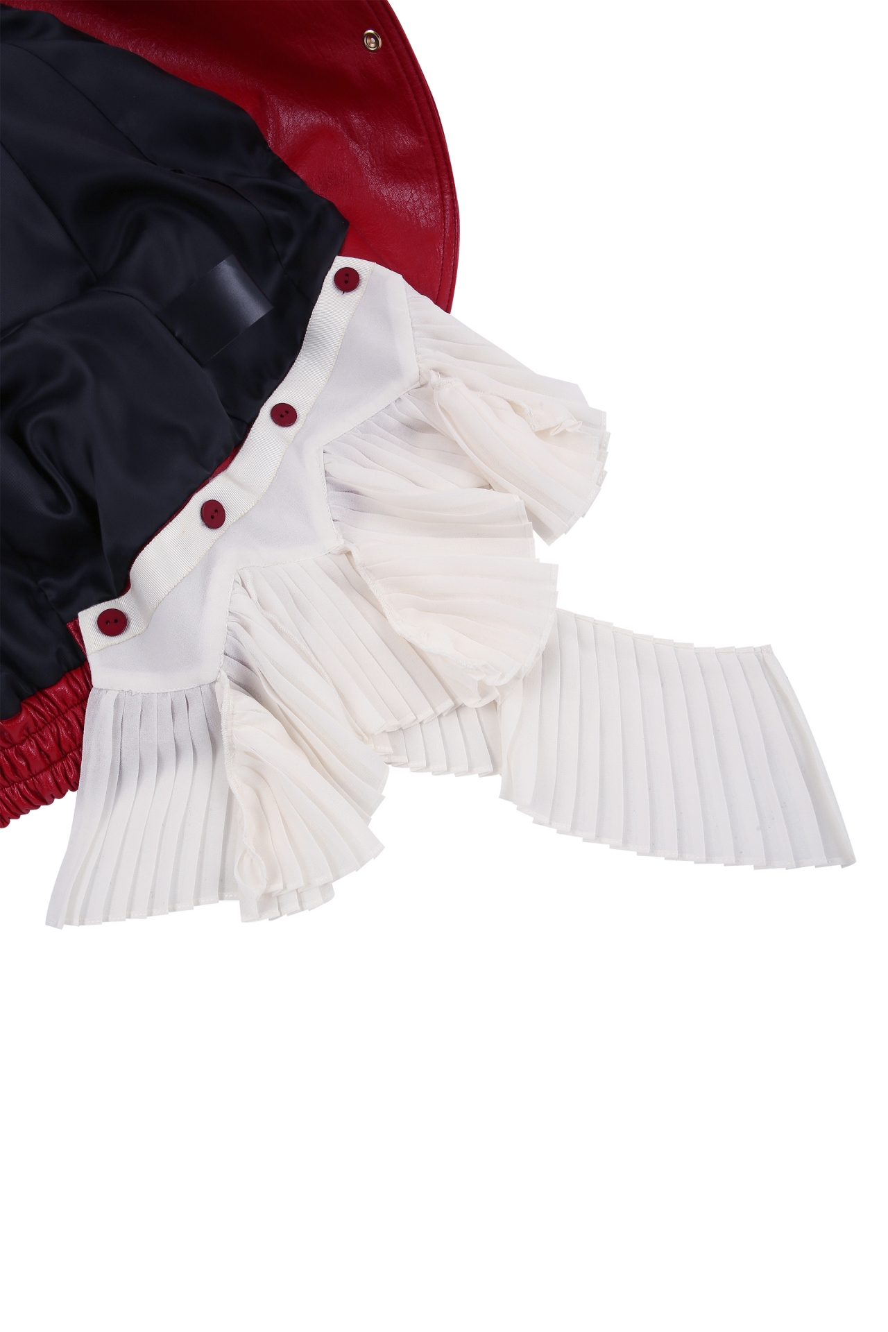 DETACHABLE PLEATED-HEM CROPPED JACKET (F26OT0031RD)