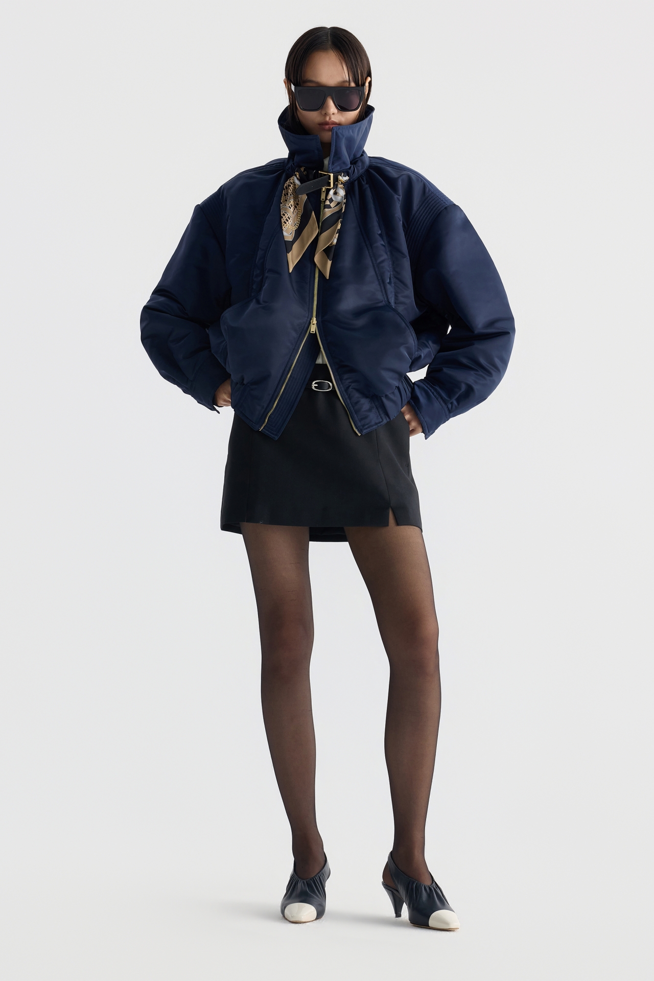 SCARF-DETAIL BOMBER JACKET (F26OT0071NV)