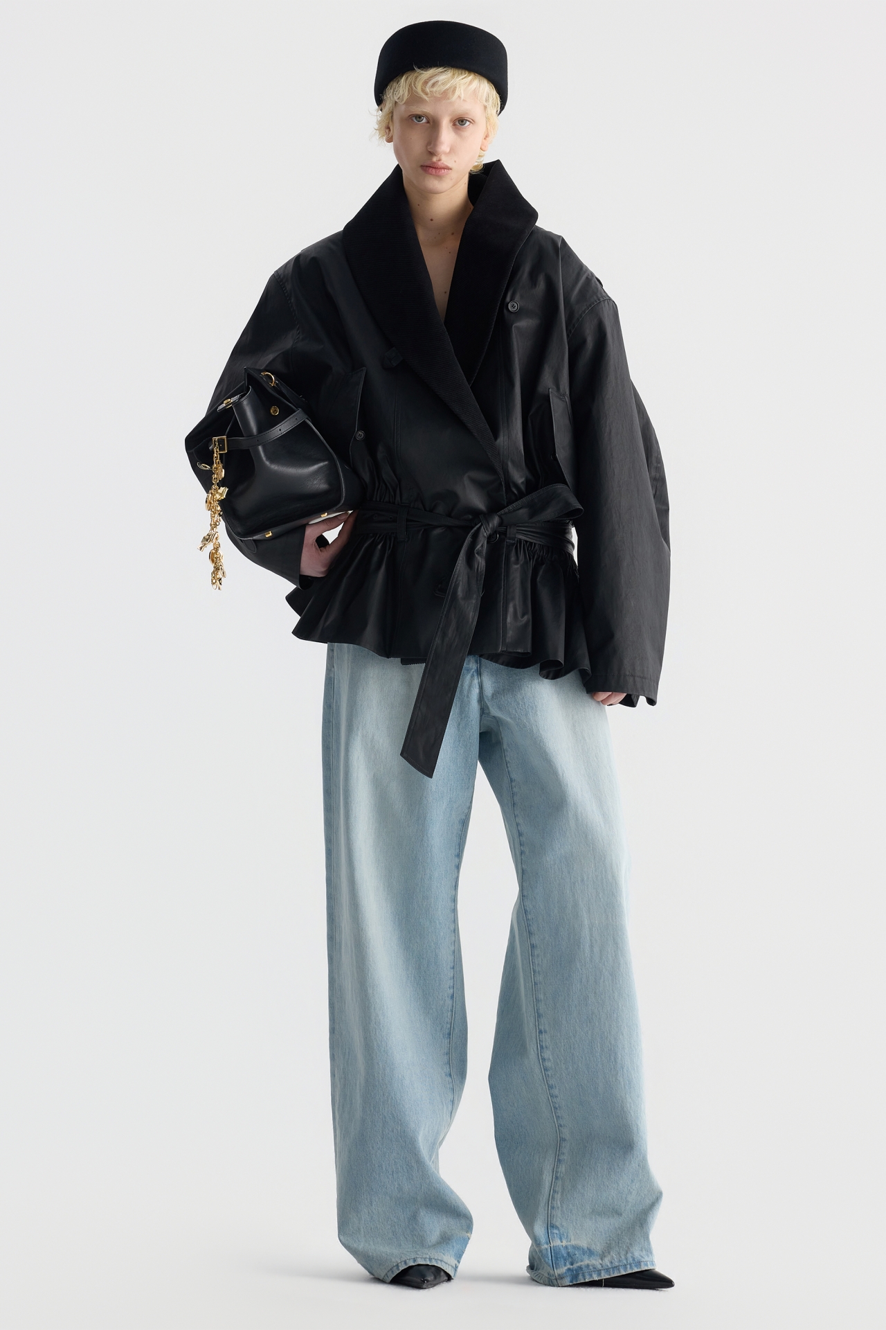 BELTED ASYMMETRIC WRAP JACKET (F26OT0111BK)
