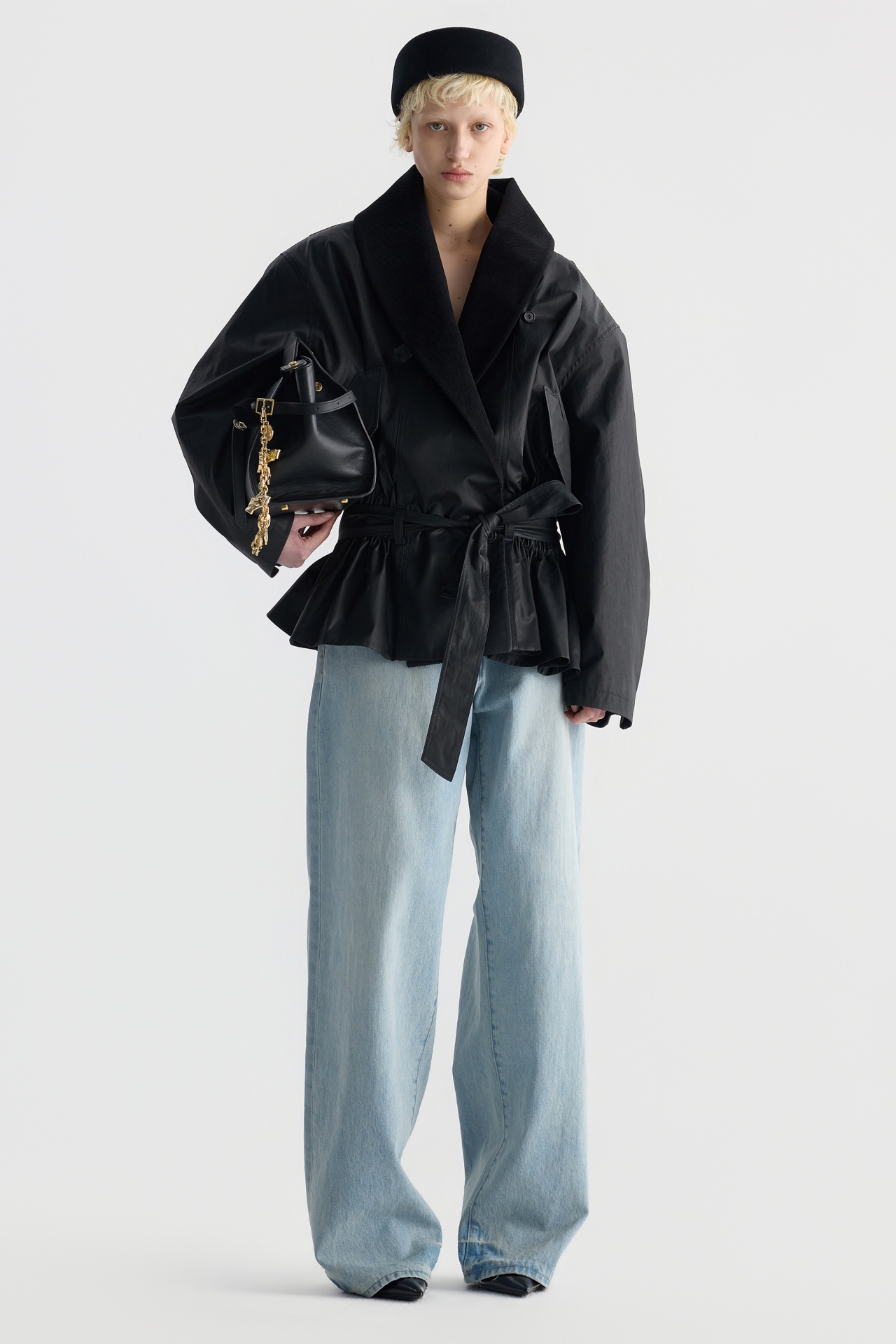 BELTED ASYMMETRIC WRAP JACKET (F26OT0111BK)