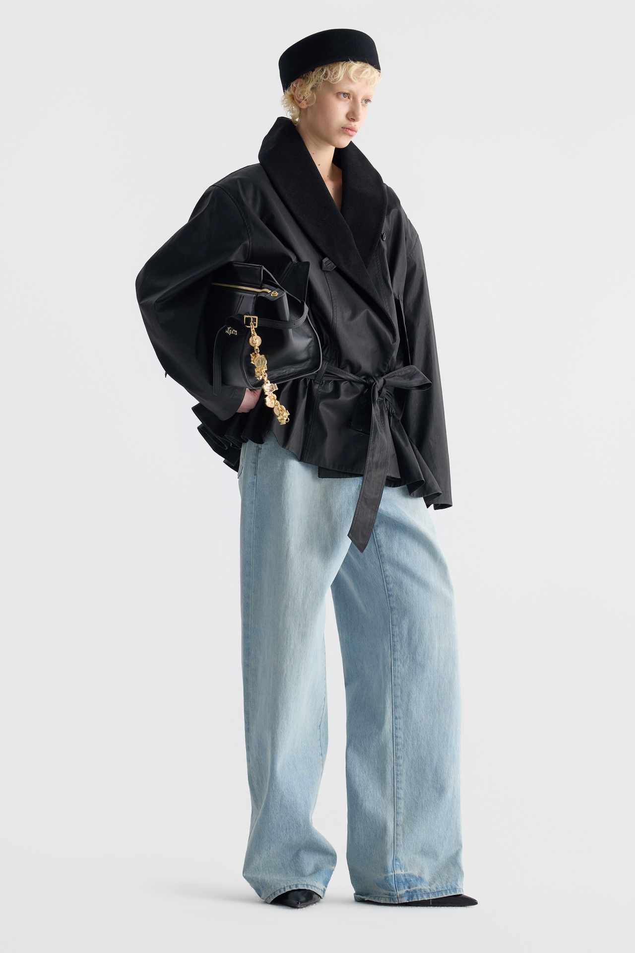 BELTED ASYMMETRIC WRAP JACKET (F26OT0111BK)
