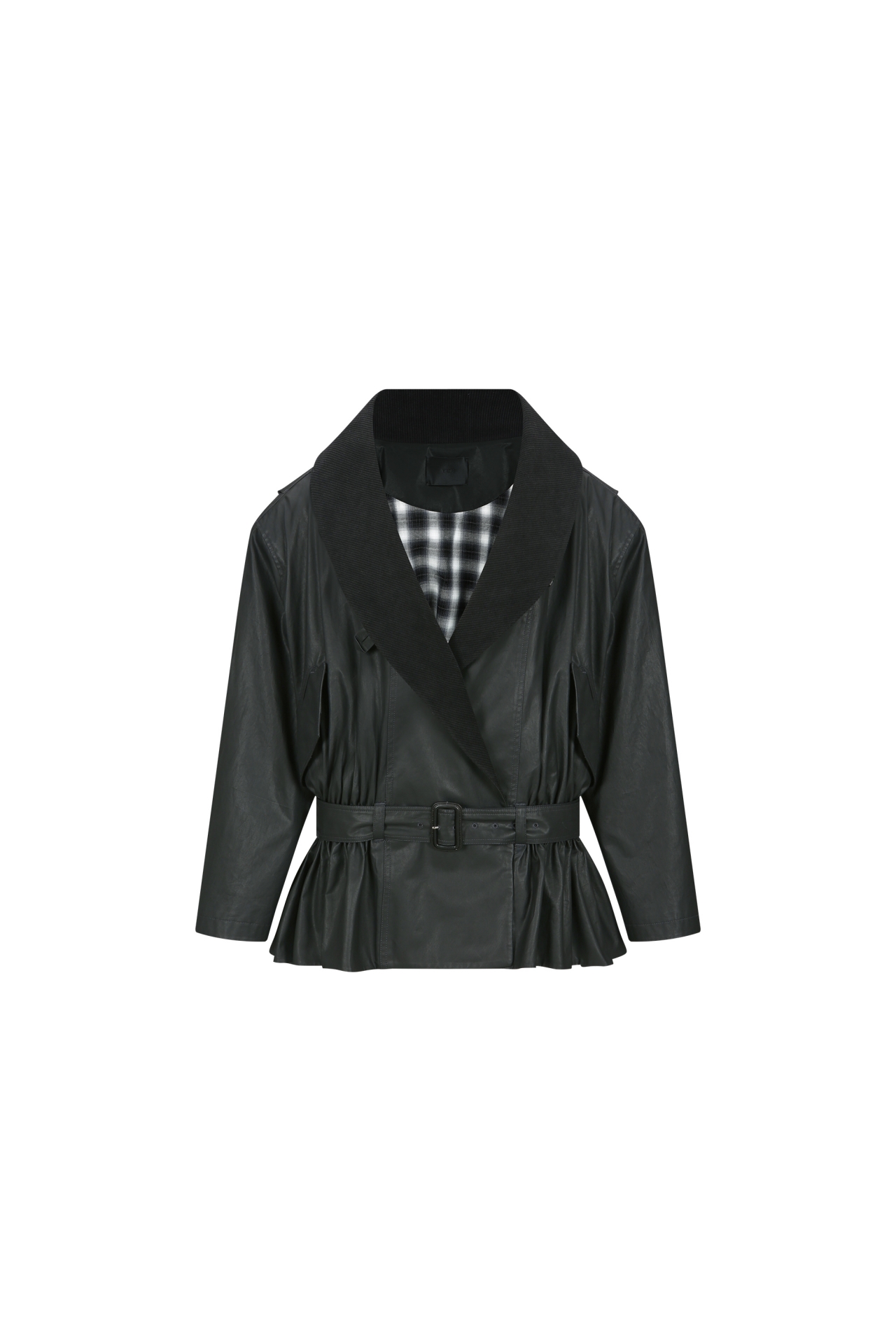 BELTED ASYMMETRIC WRAP JACKET (F26OT0111BK)