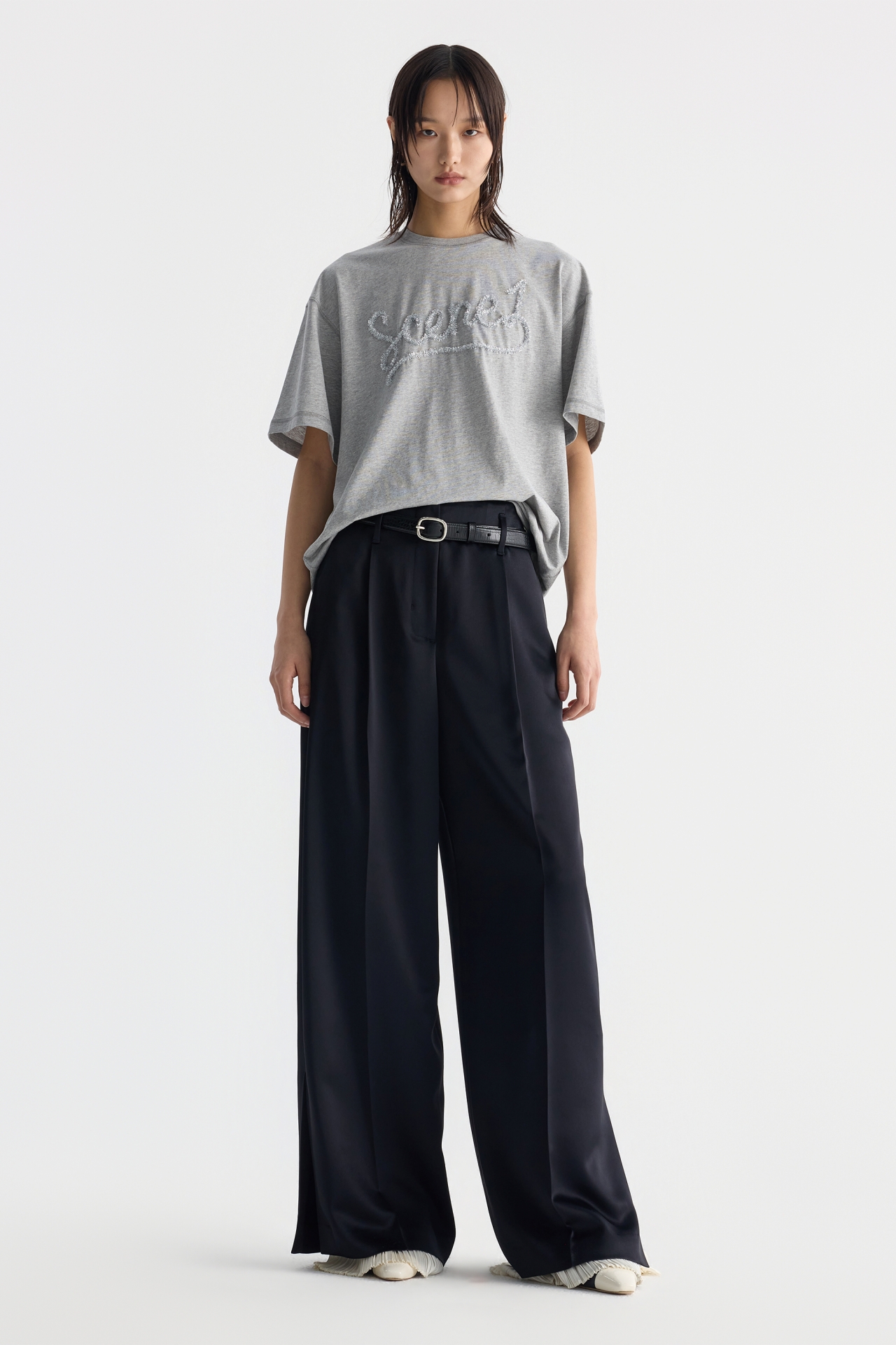 CONTRAST CUFF WIDE-LEG PANTS (F26PT5061NV)