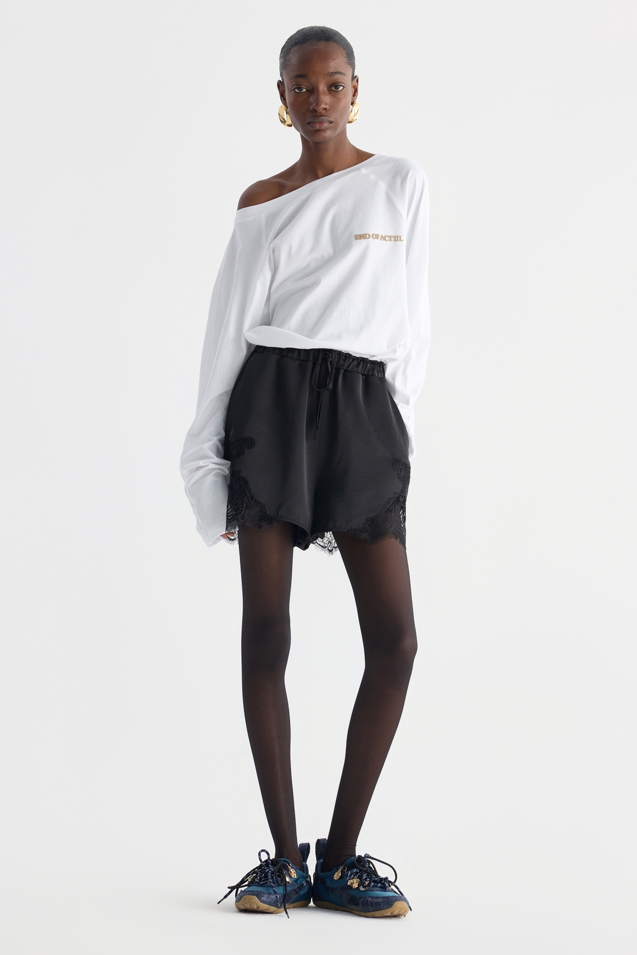 LACE-DETAILED SHORTS (F26PT5121BK)