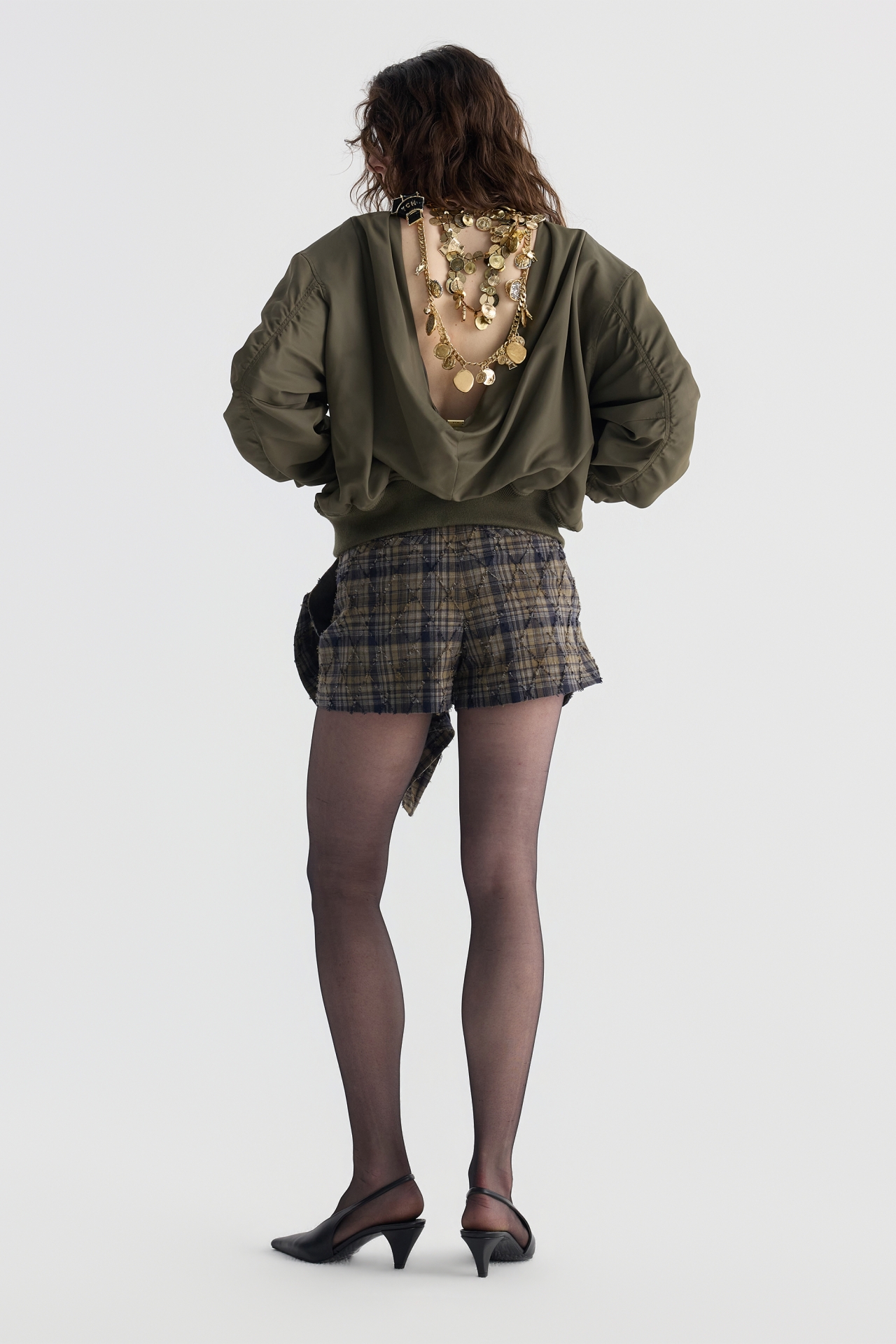 ASYMMETRIC TIE-FRONT PLAID SKORT (F26PT5151KK)