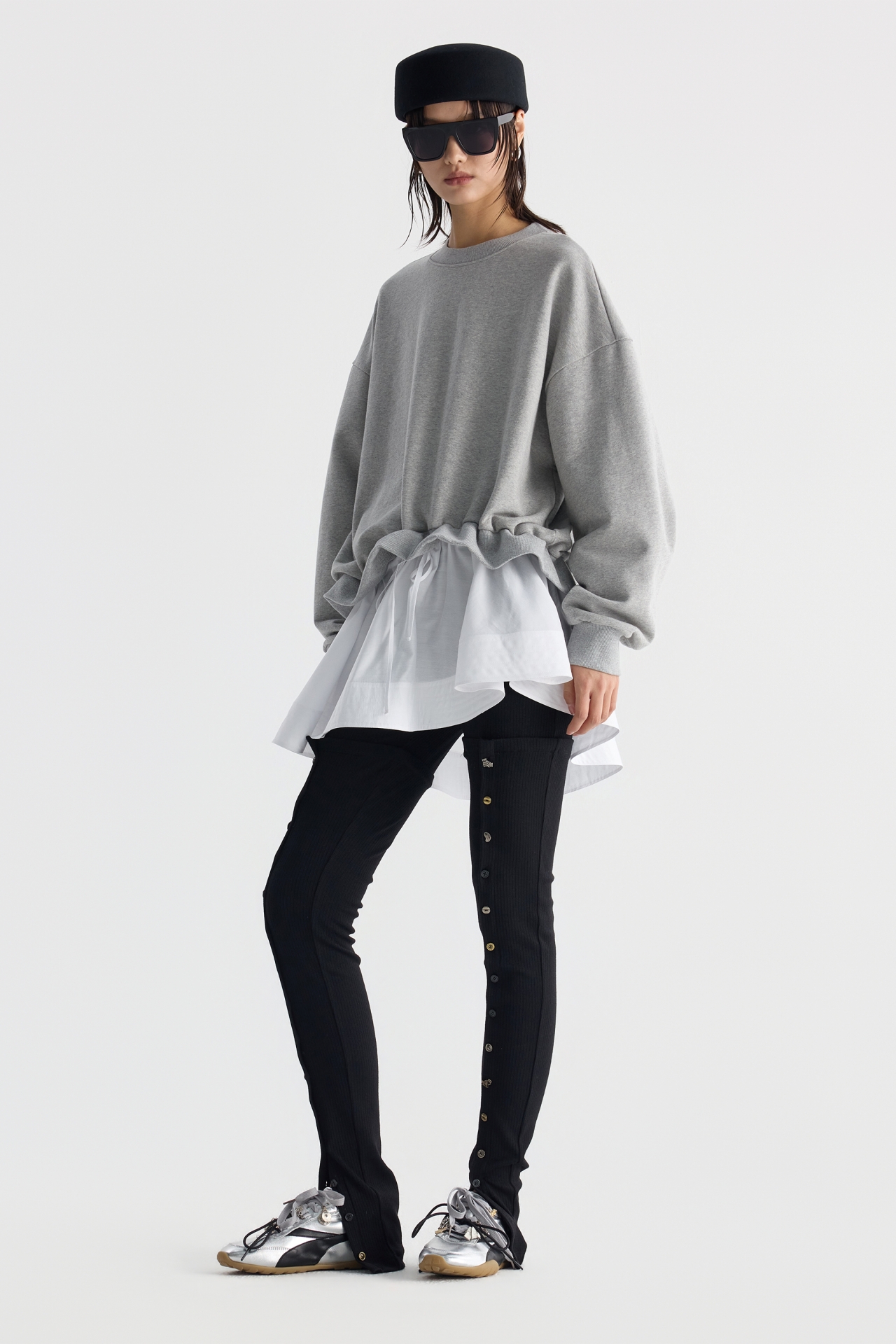 RIBBED PANELED BUTTON LEGGINGS (F26PT5161BK)