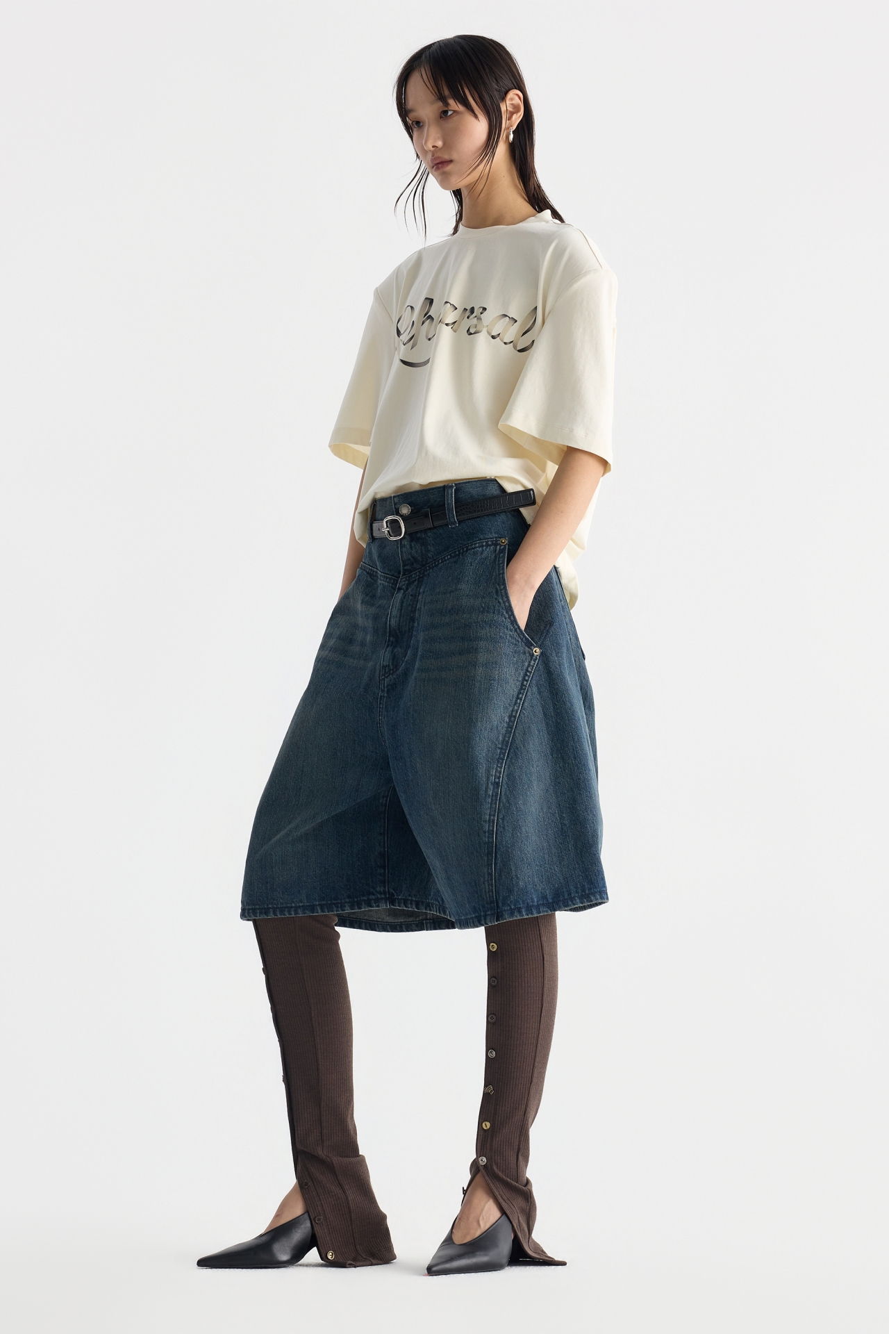 RIBBED PANELED BUTTON LEGGINGS (F26PT5161BR)