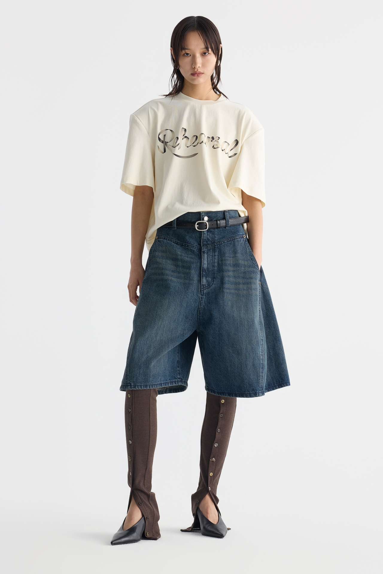 RIBBED PANELED BUTTON LEGGINGS (F26PT5161BR)