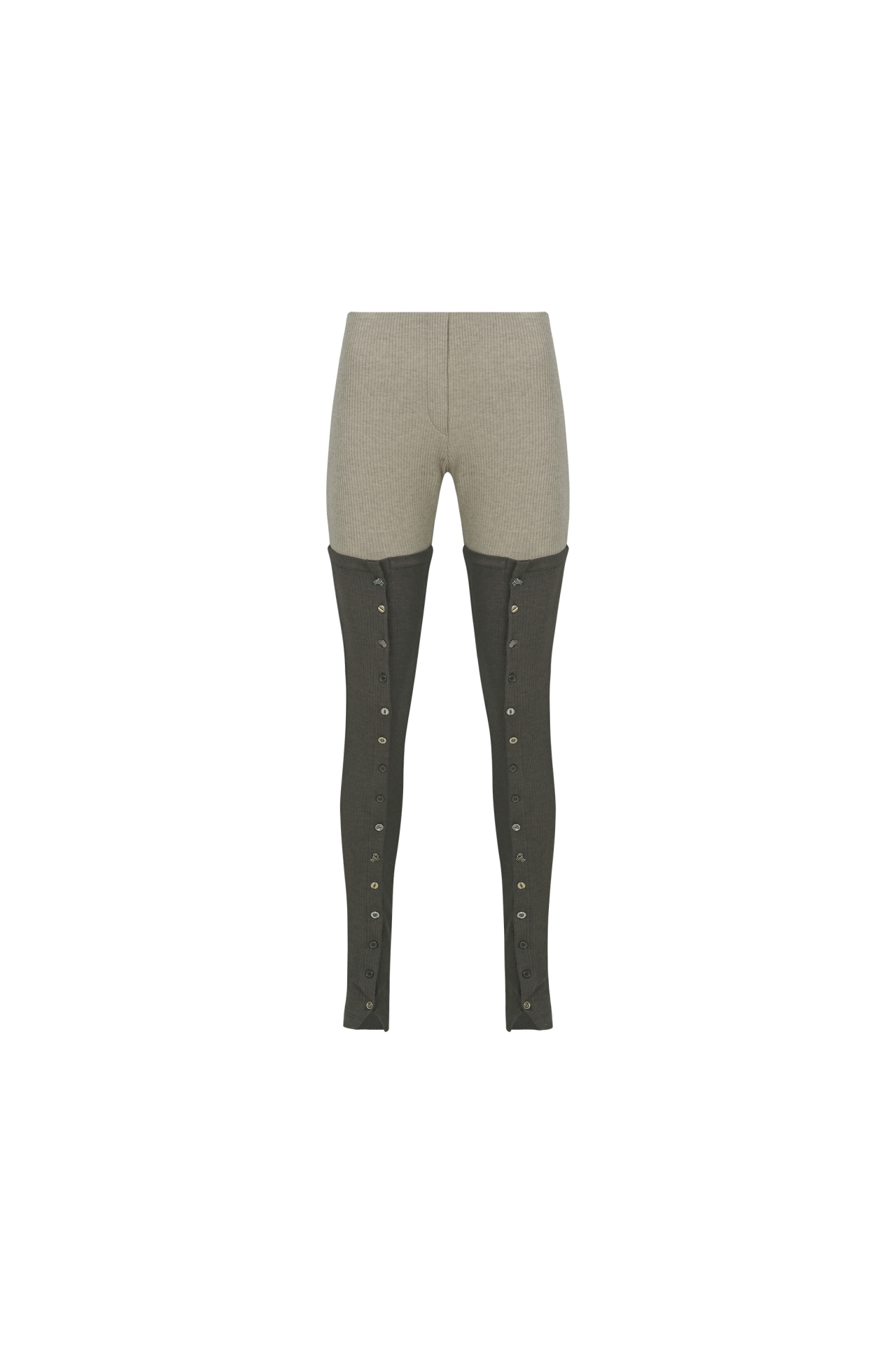 RIBBED PANELED BUTTON LEGGINGS (F26PT5161BR)