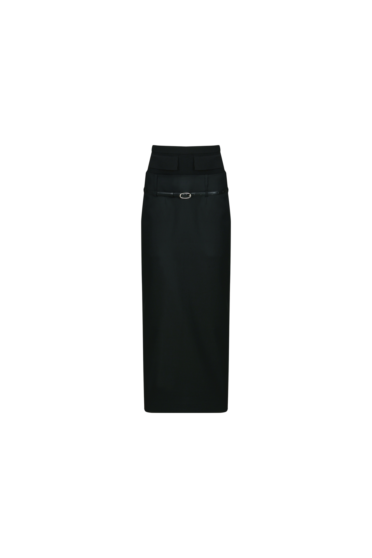PANELED BELTED MAXI SKIRT (F26SK6021BK)