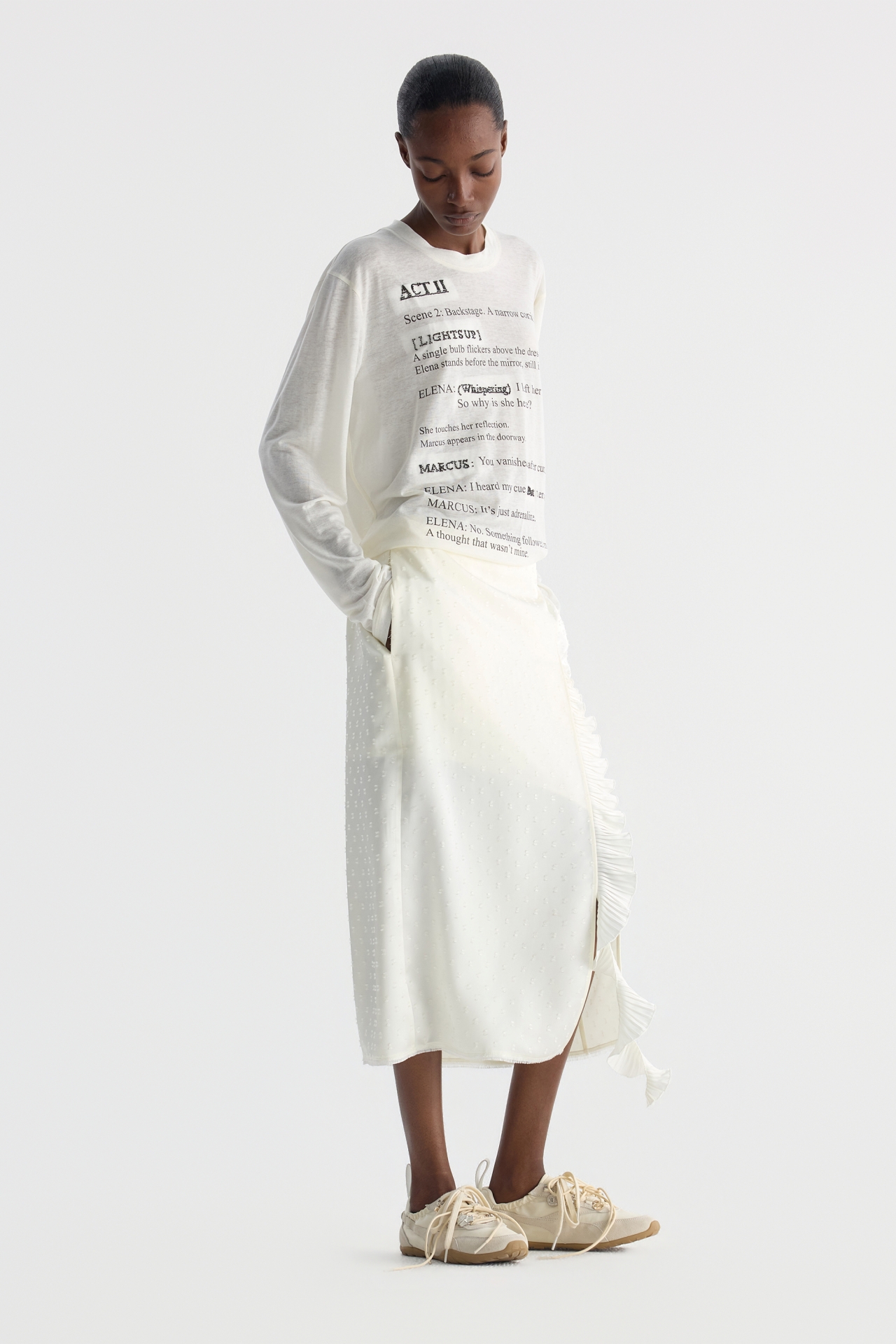 SIDE RUFFLE SKIRT (F26SK6031IV)