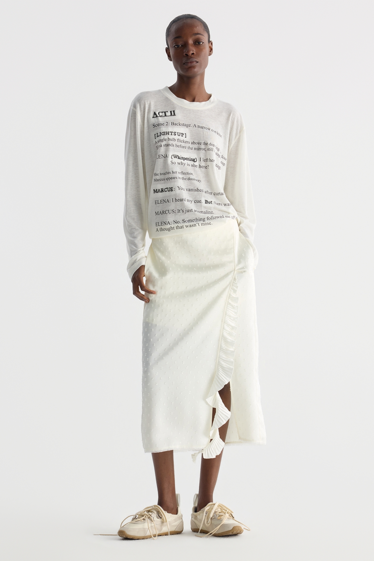 SIDE RUFFLE SKIRT (F26SK6031IV)