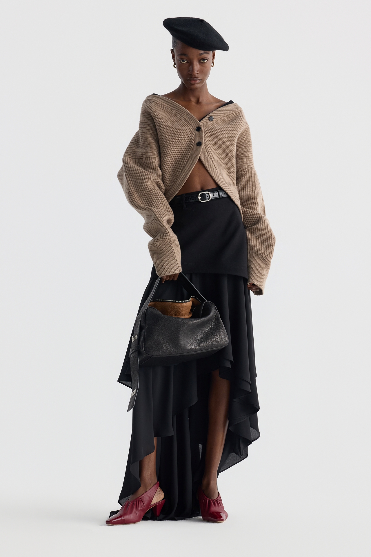 LAYERED HEM SKIRT (F26SK6051BK)