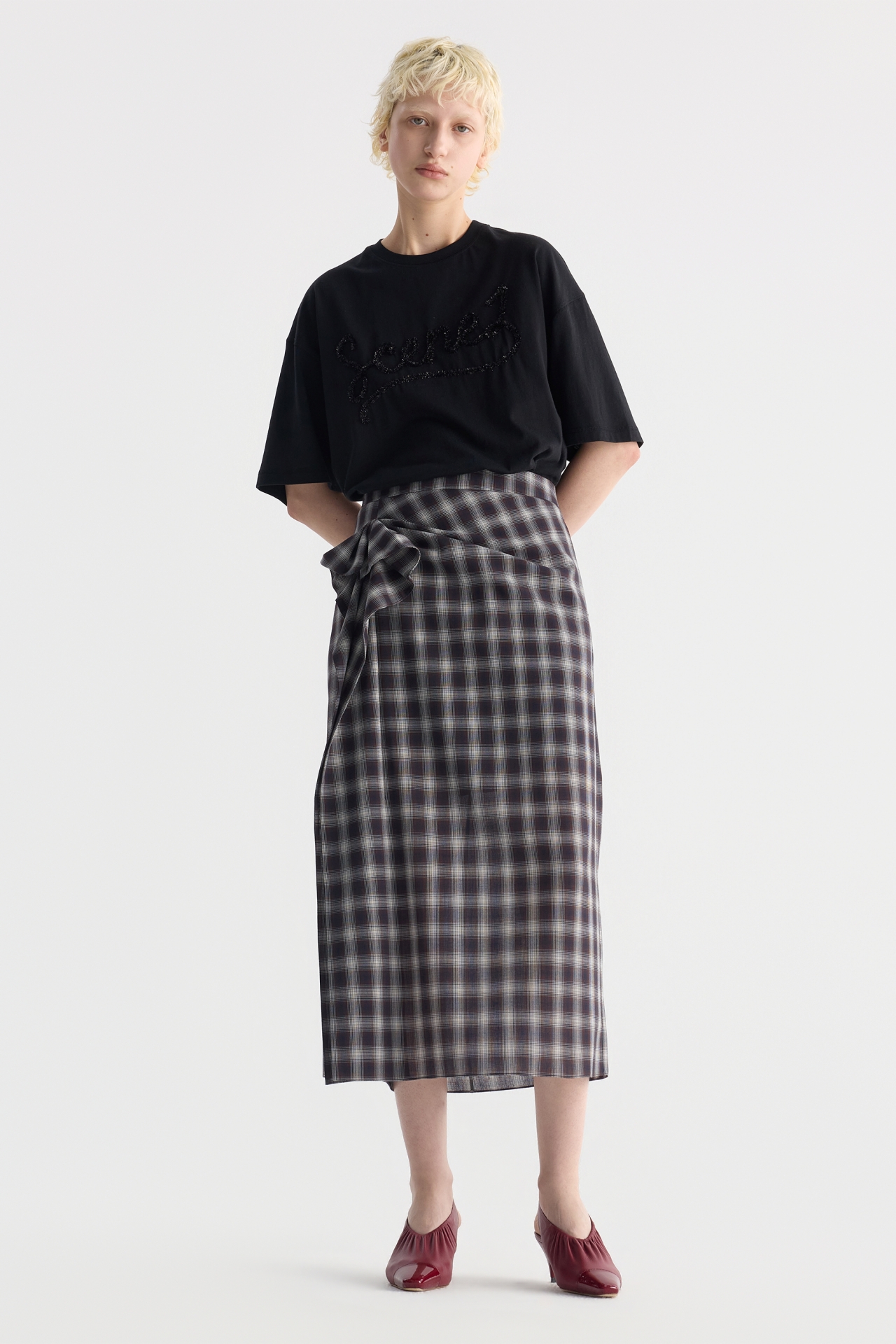 RUCHED WRAP SKIRT (F26SK6061BR)