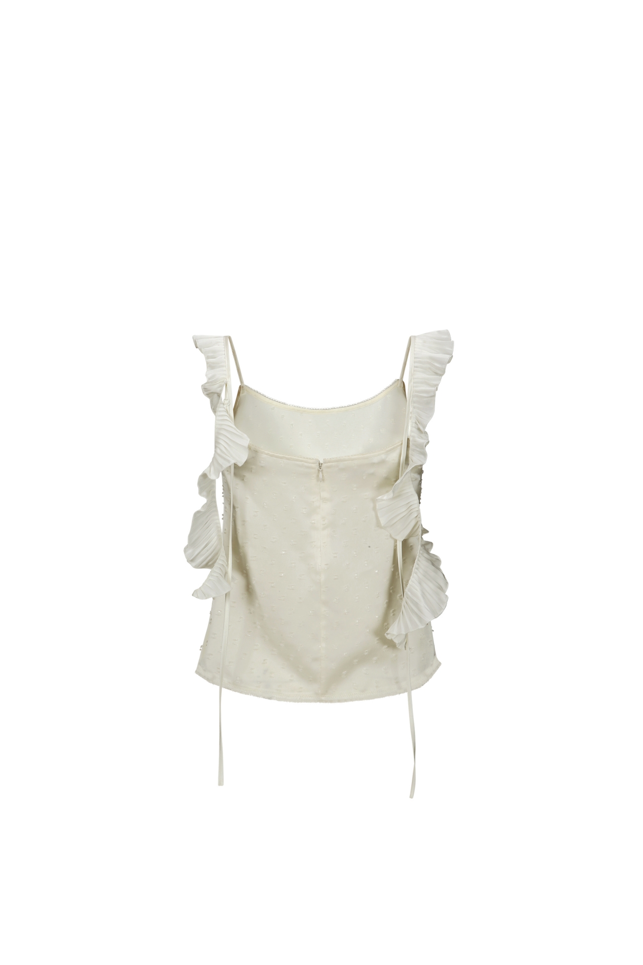 TEXTURED RUFFLE STRAP CAMI TOP (F26TO10021IV)