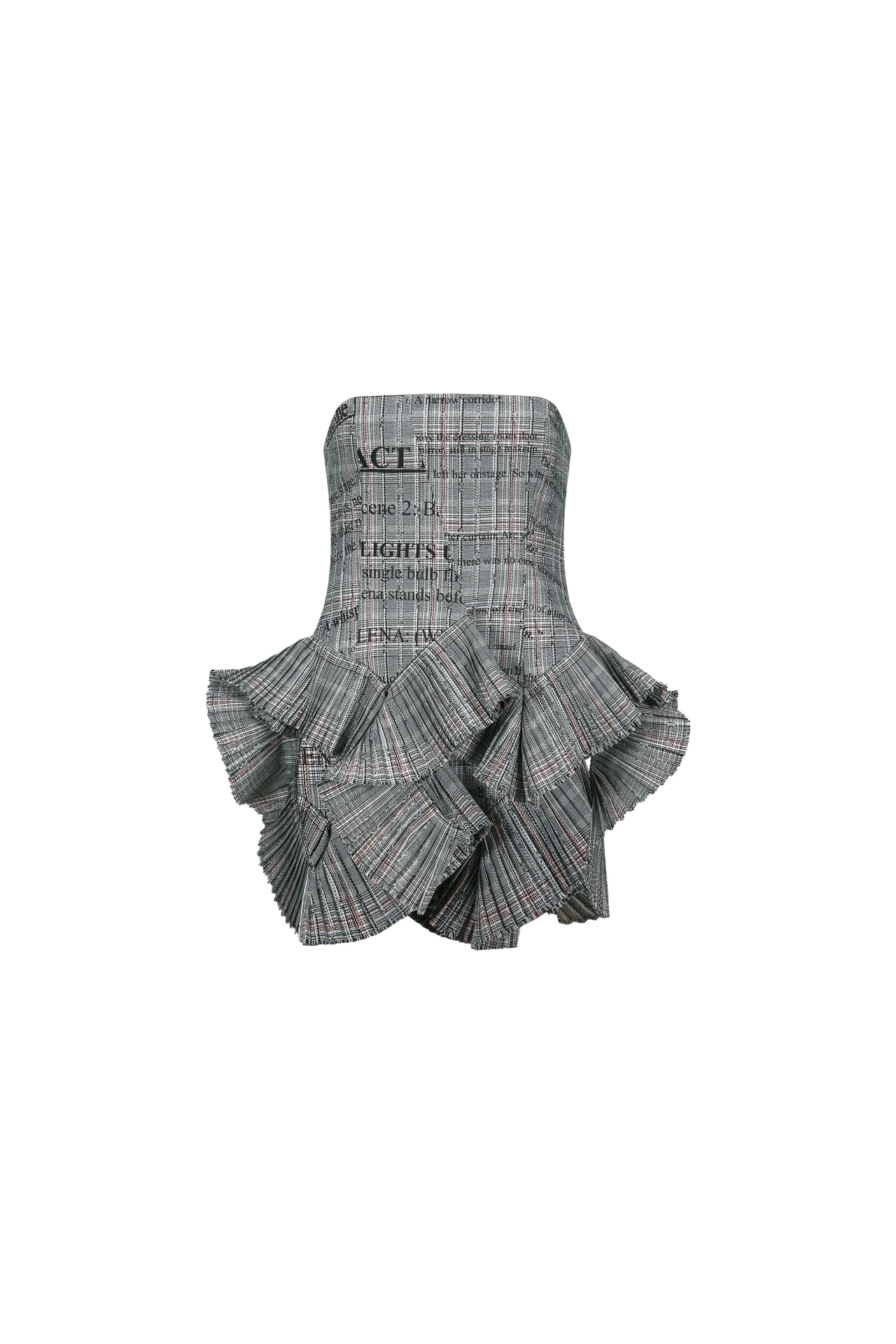 STRAPLESS RUFFLE TOP (F26TO10041GY)