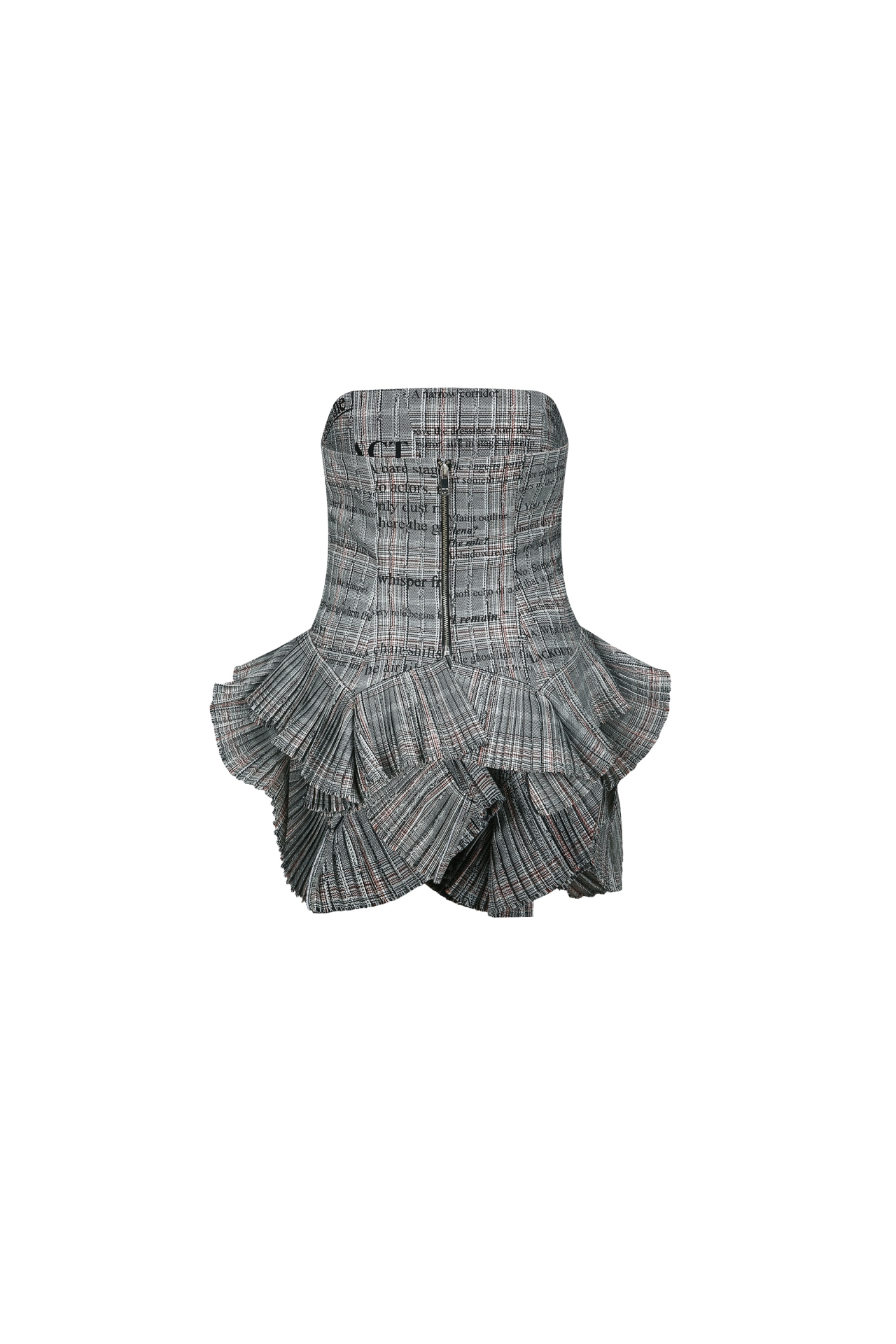 STRAPLESS RUFFLE TOP (F26TO10041GY)
