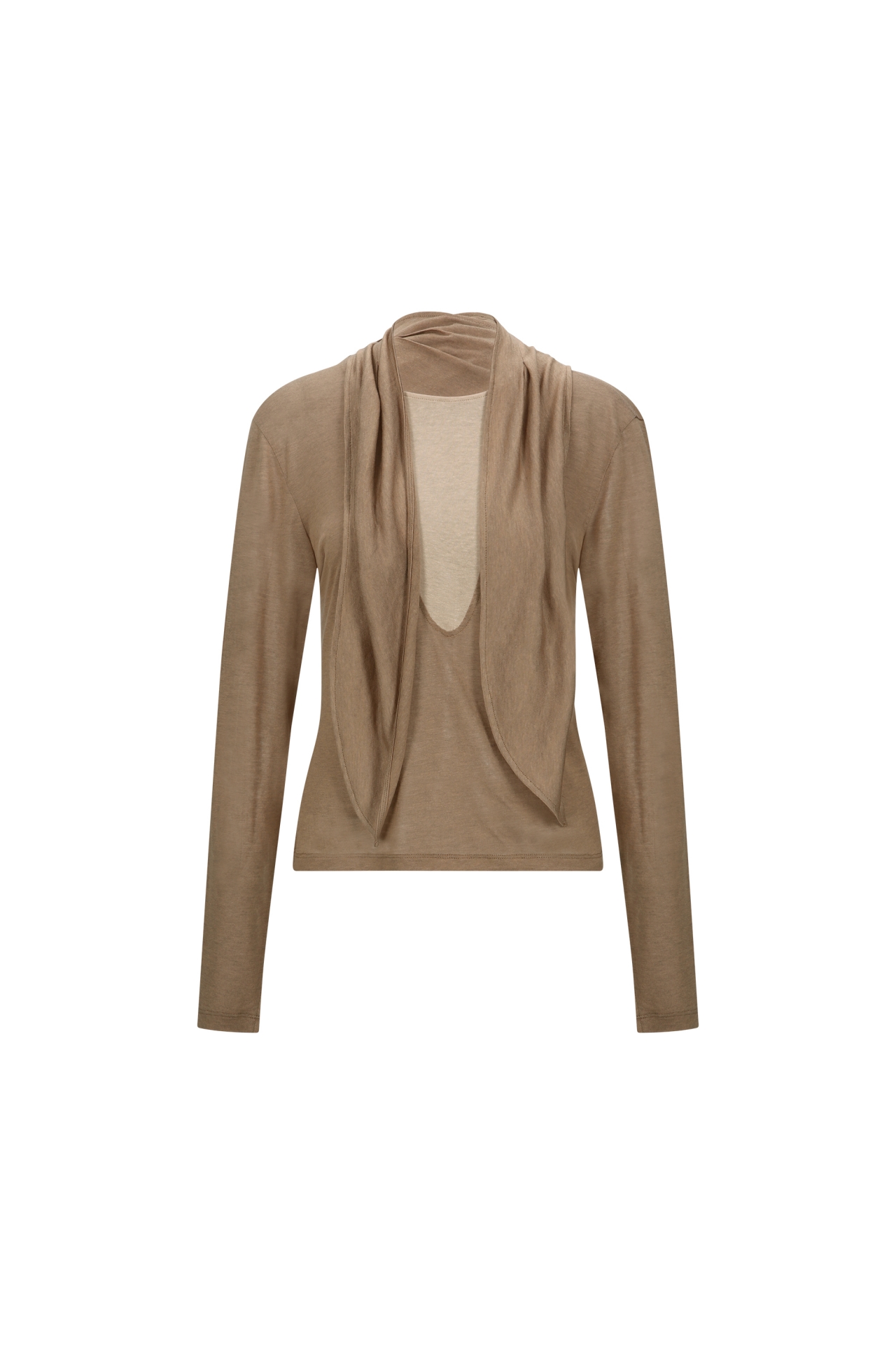 [2ND DROP] SCARF NECK KNIT TOP (F26TS11061BR)
