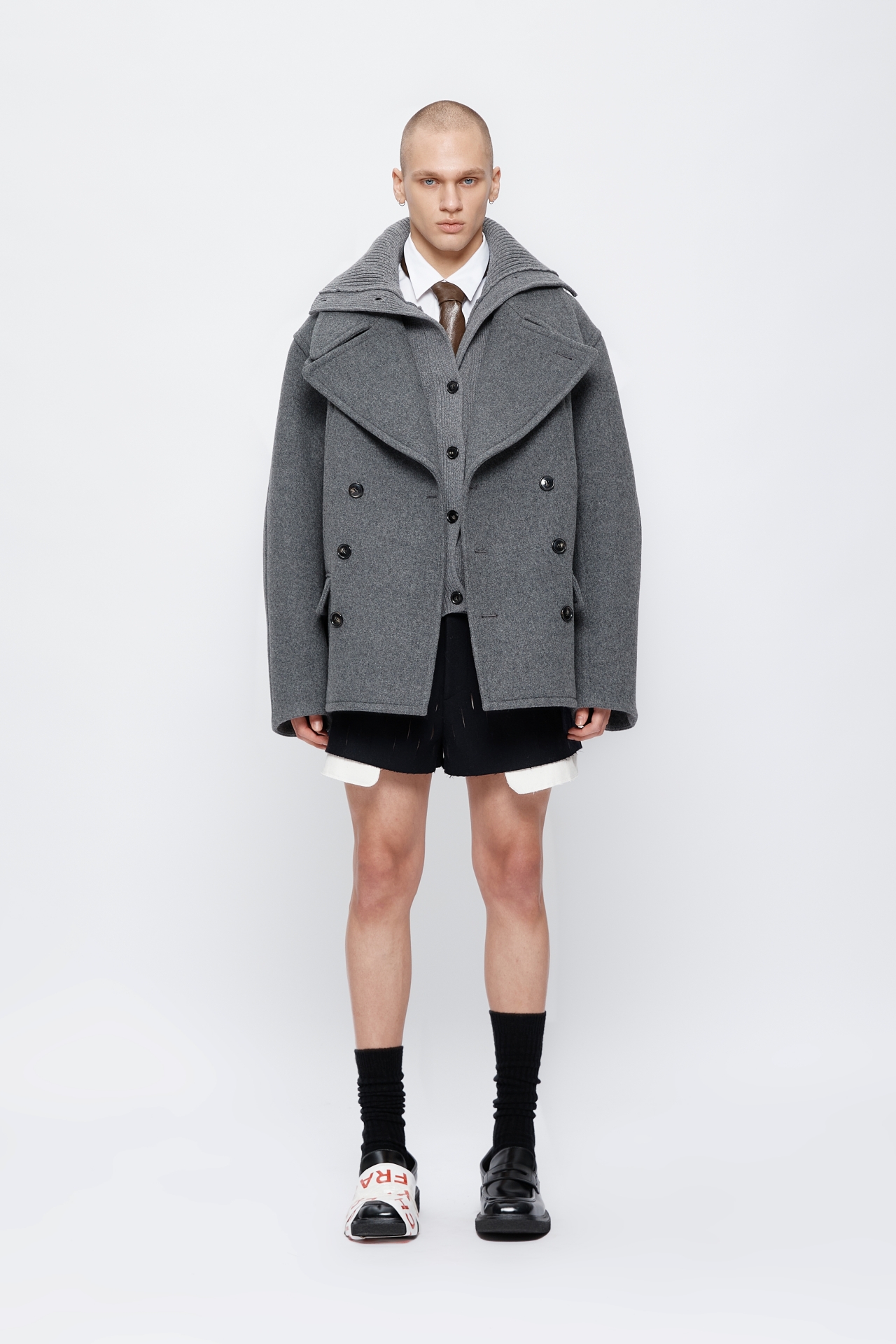 WOOL BLEND PEA COAT (MF25CT2061GY)