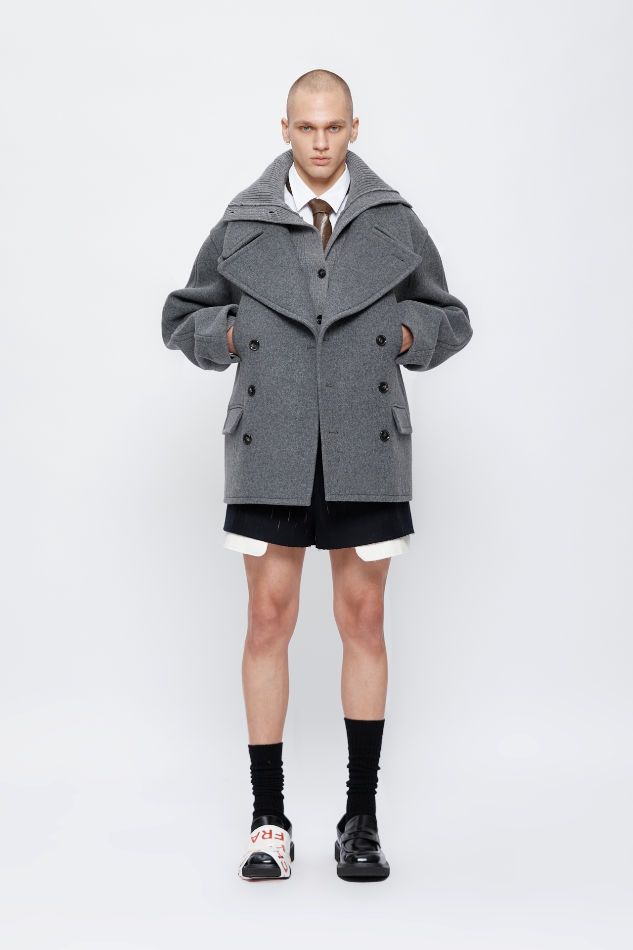 WOOL BLEND PEA COAT (MF25CT2061GY)