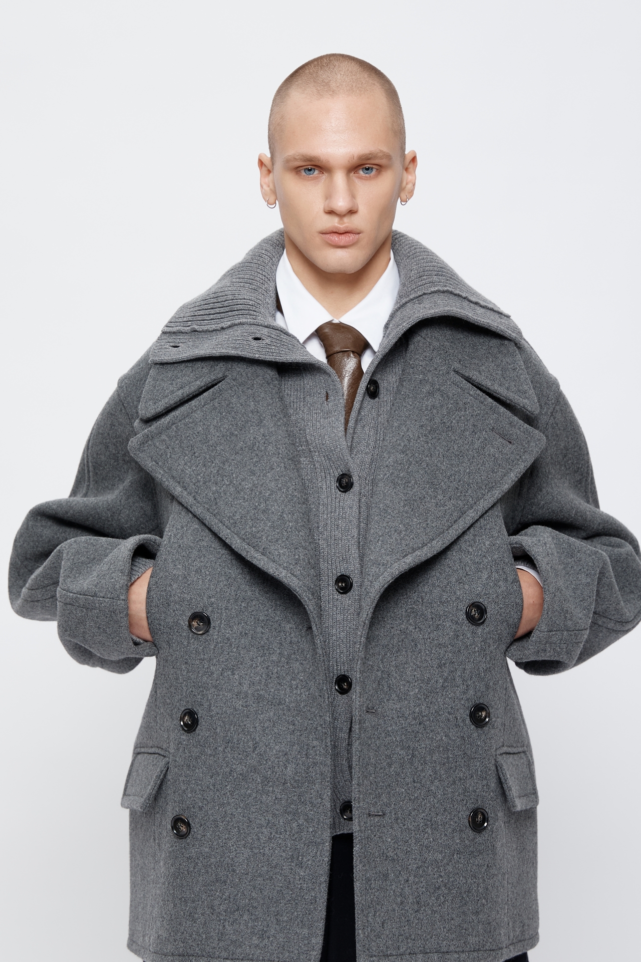 WOOL BLEND PEA COAT (MF25CT2061GY)